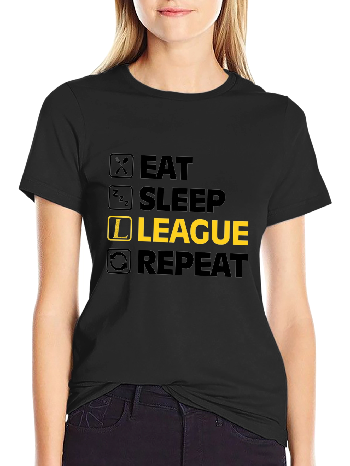 Eat Sleep League Repeat Graphic Tee