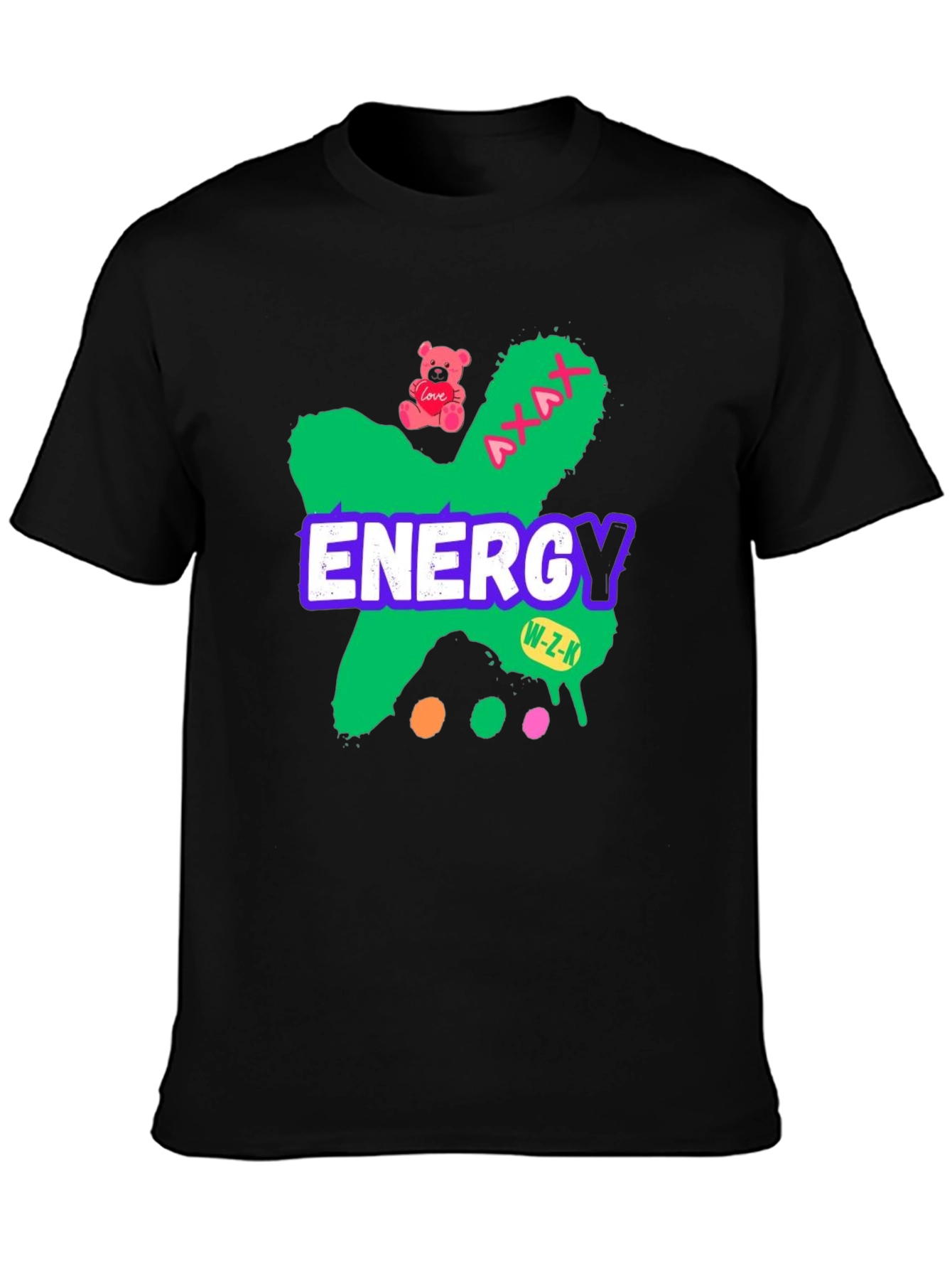 Energy Graphic Tee - Black Cotton Blend Casual T-Shirt
