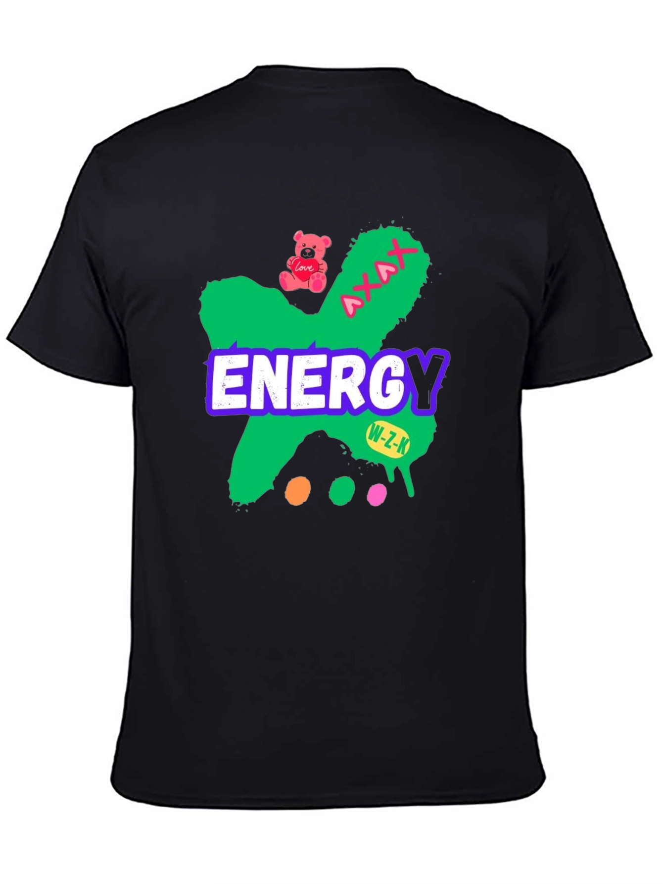 Energy Graphic Tee - Black Cotton Blend Casual T-Shirt