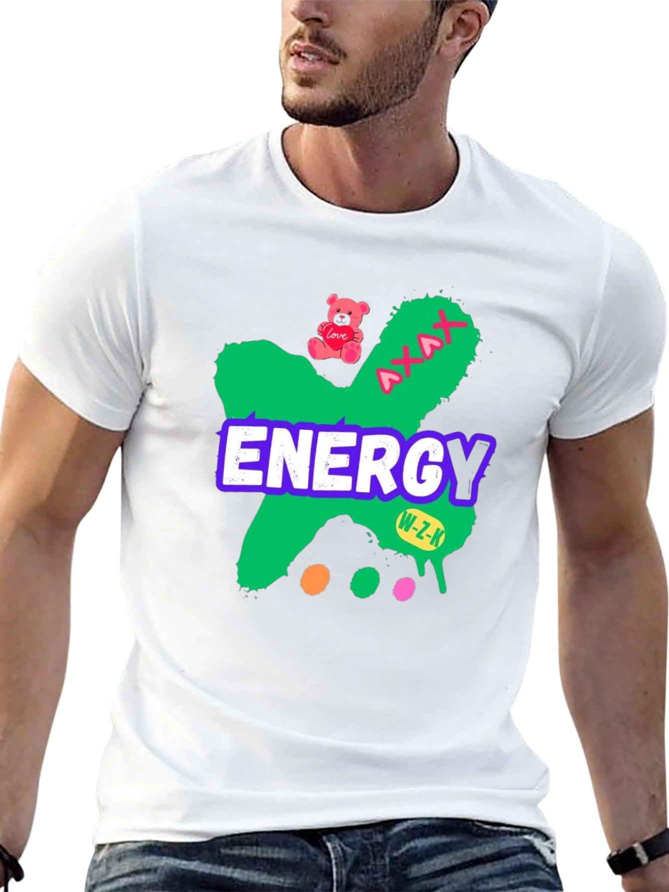 Energy Graphic Tee - Black Cotton Blend Casual T-Shirt