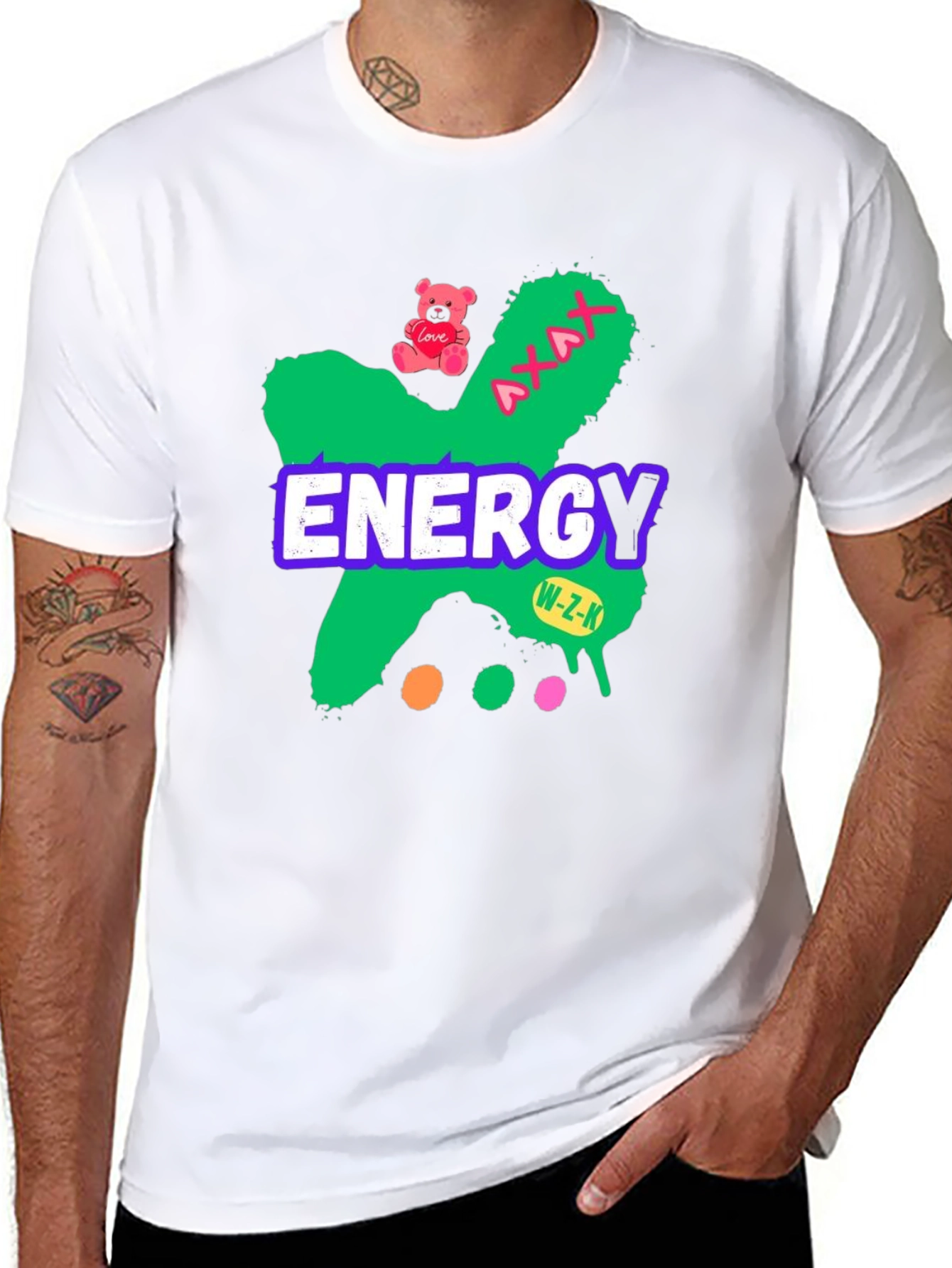Energy Graphic Tee - Black Cotton Blend Casual T-Shirt