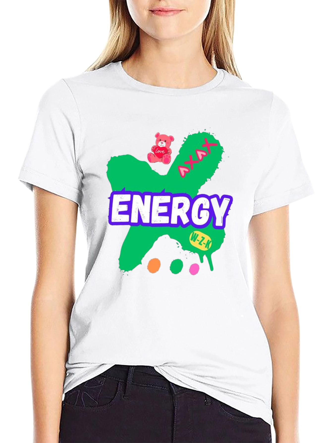 Energy Graphic Tee - Black Cotton Blend Casual T-Shirt
