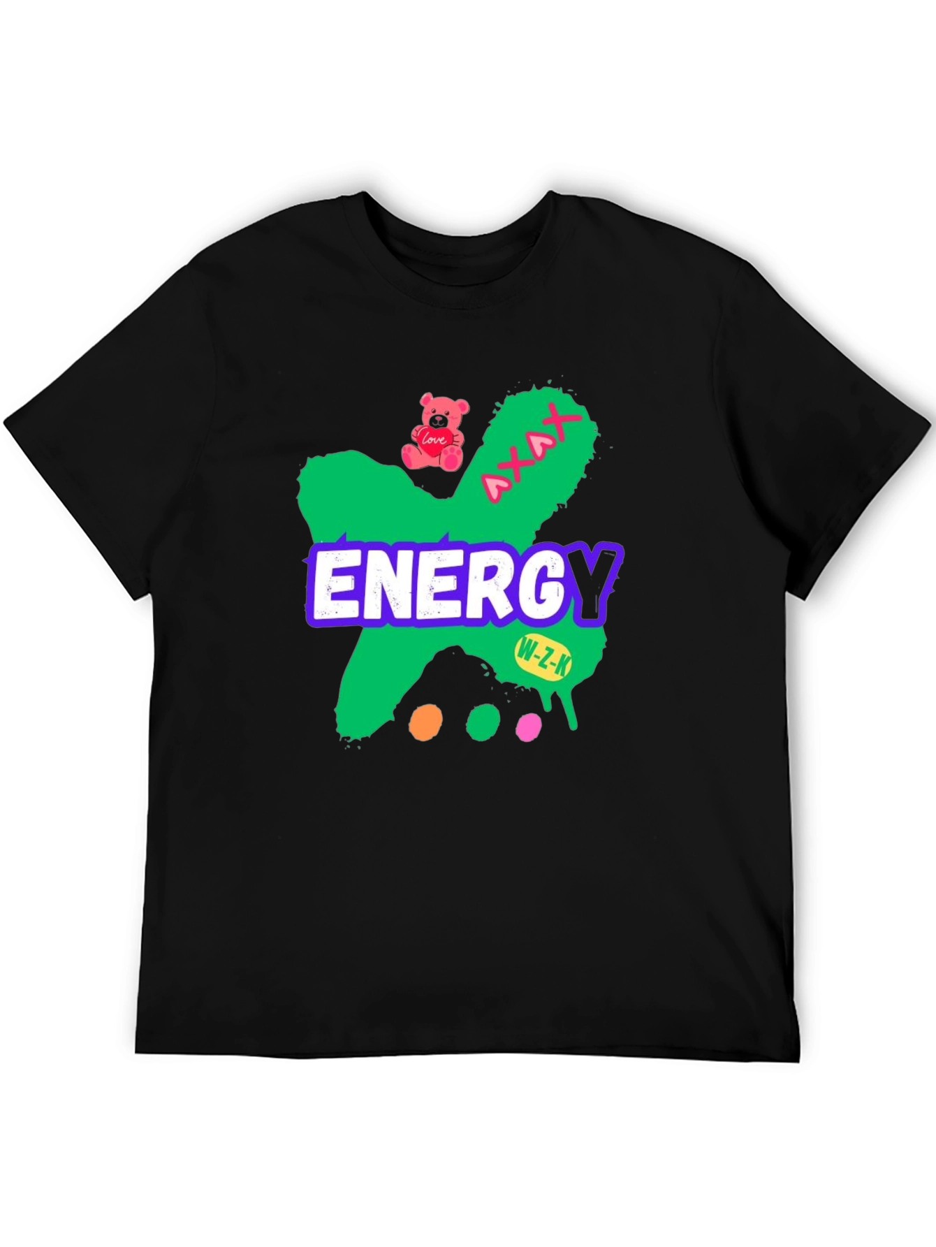 Energy Graphic Tee - Black Cotton Blend Casual T-Shirt