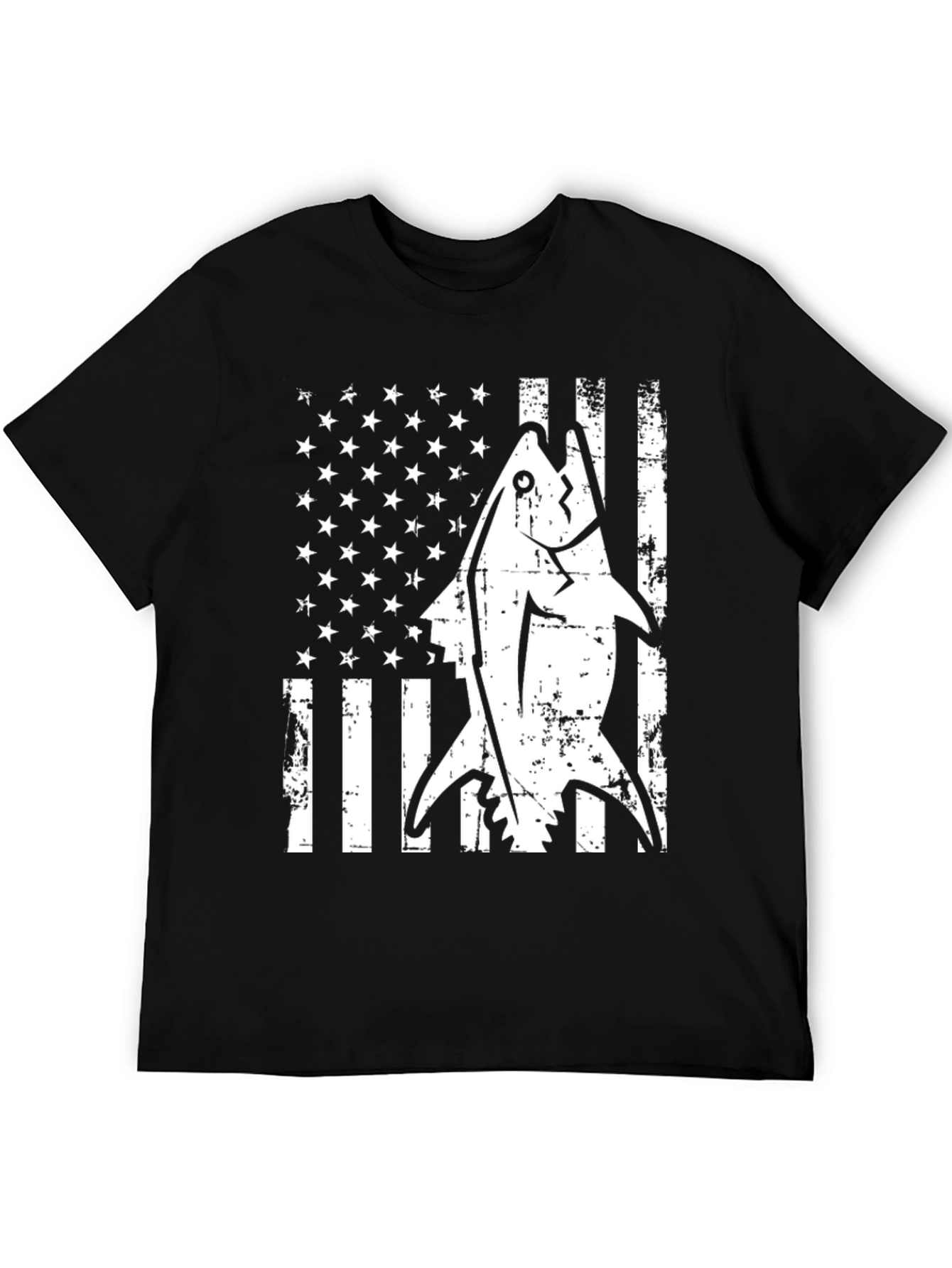 American Flag Tuna Fish Graphic T-Shirt