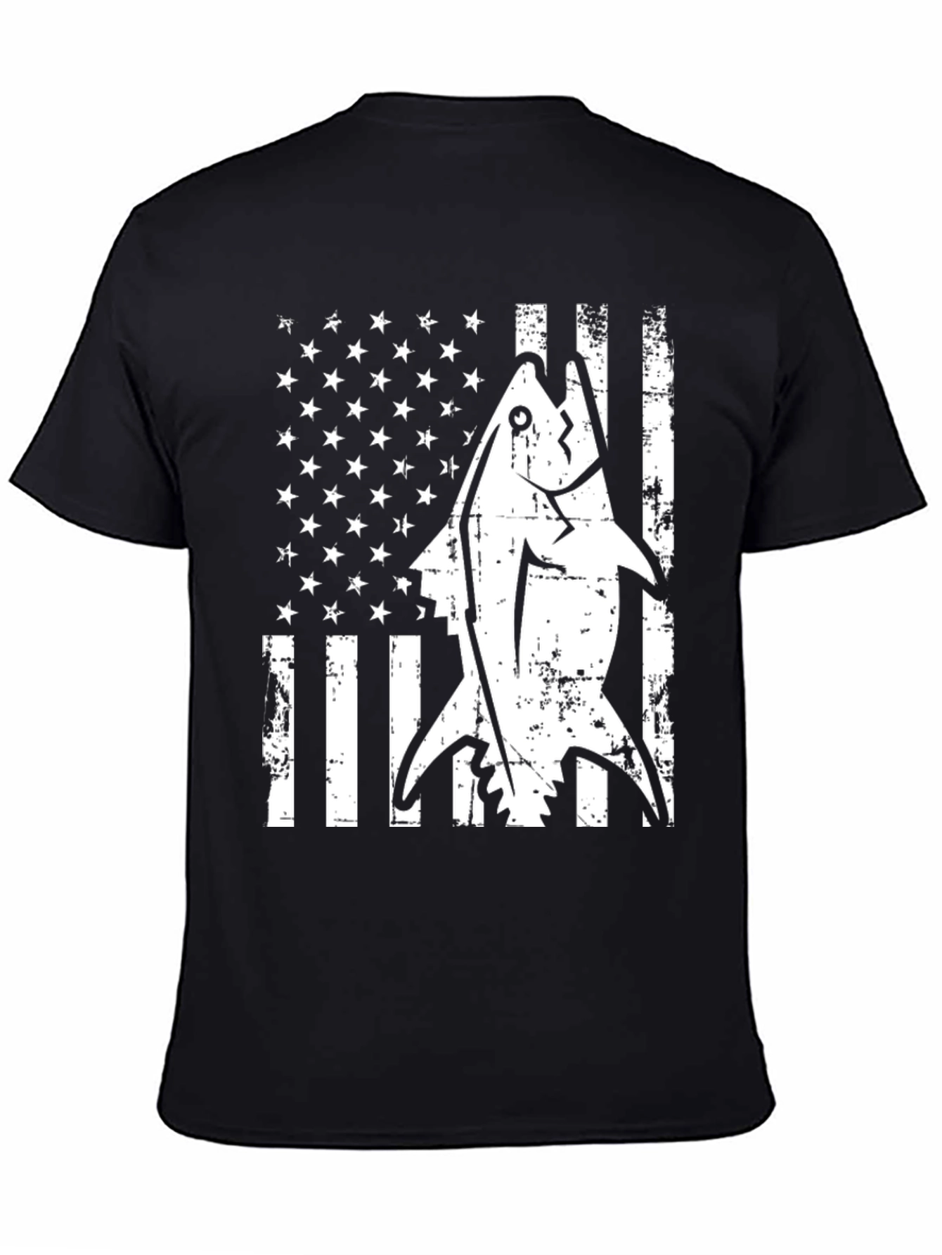 American Flag Tuna Fish Graphic T-Shirt
