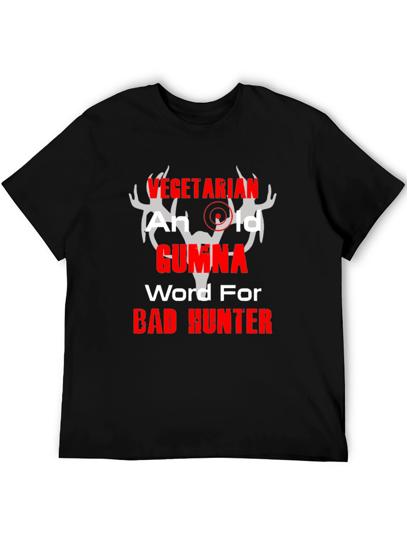 Vegetarian Bad Hunter Graphic T-Shirt Humor Tee