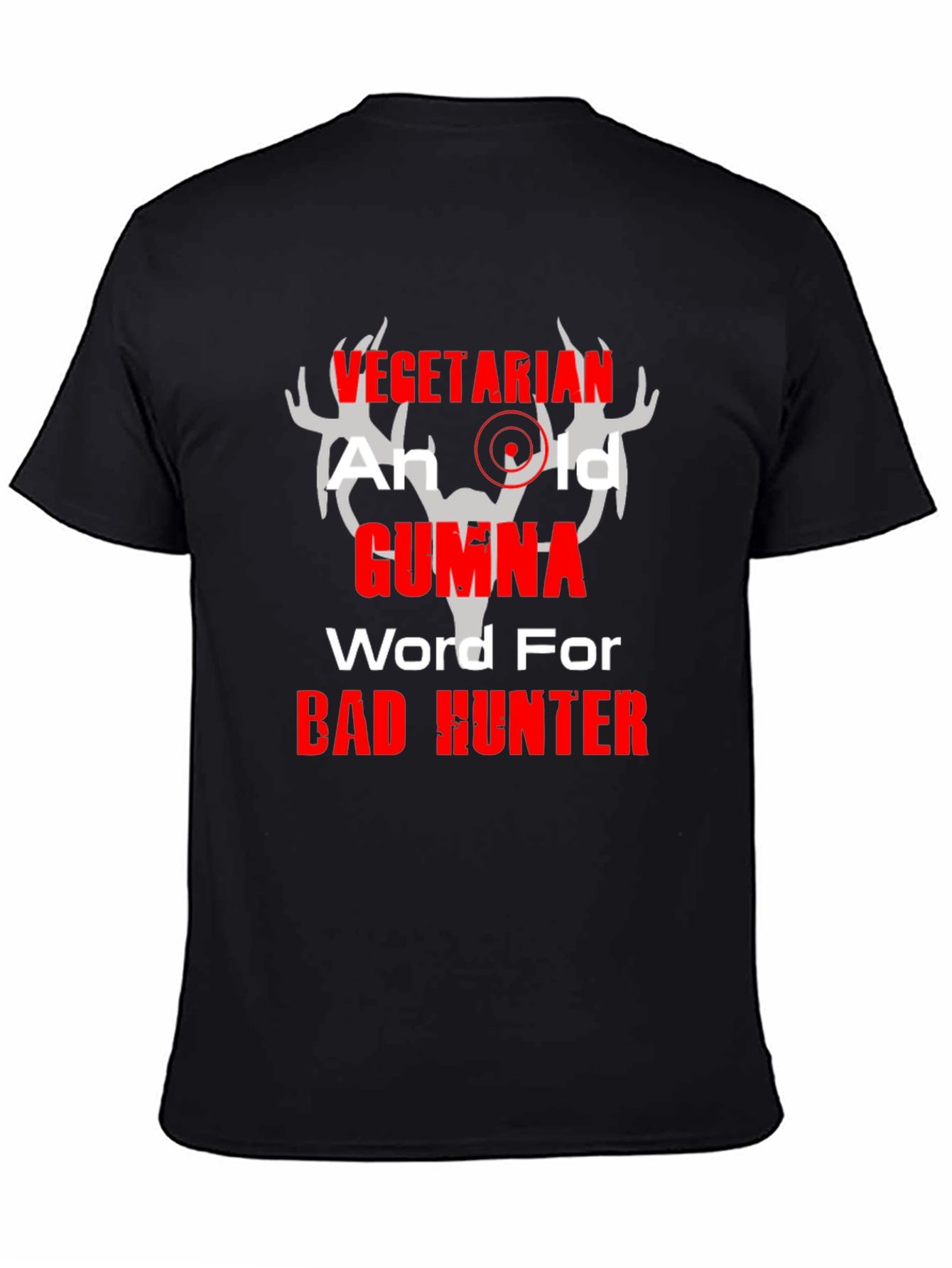 Vegetarian Bad Hunter Graphic T-Shirt Humor Tee