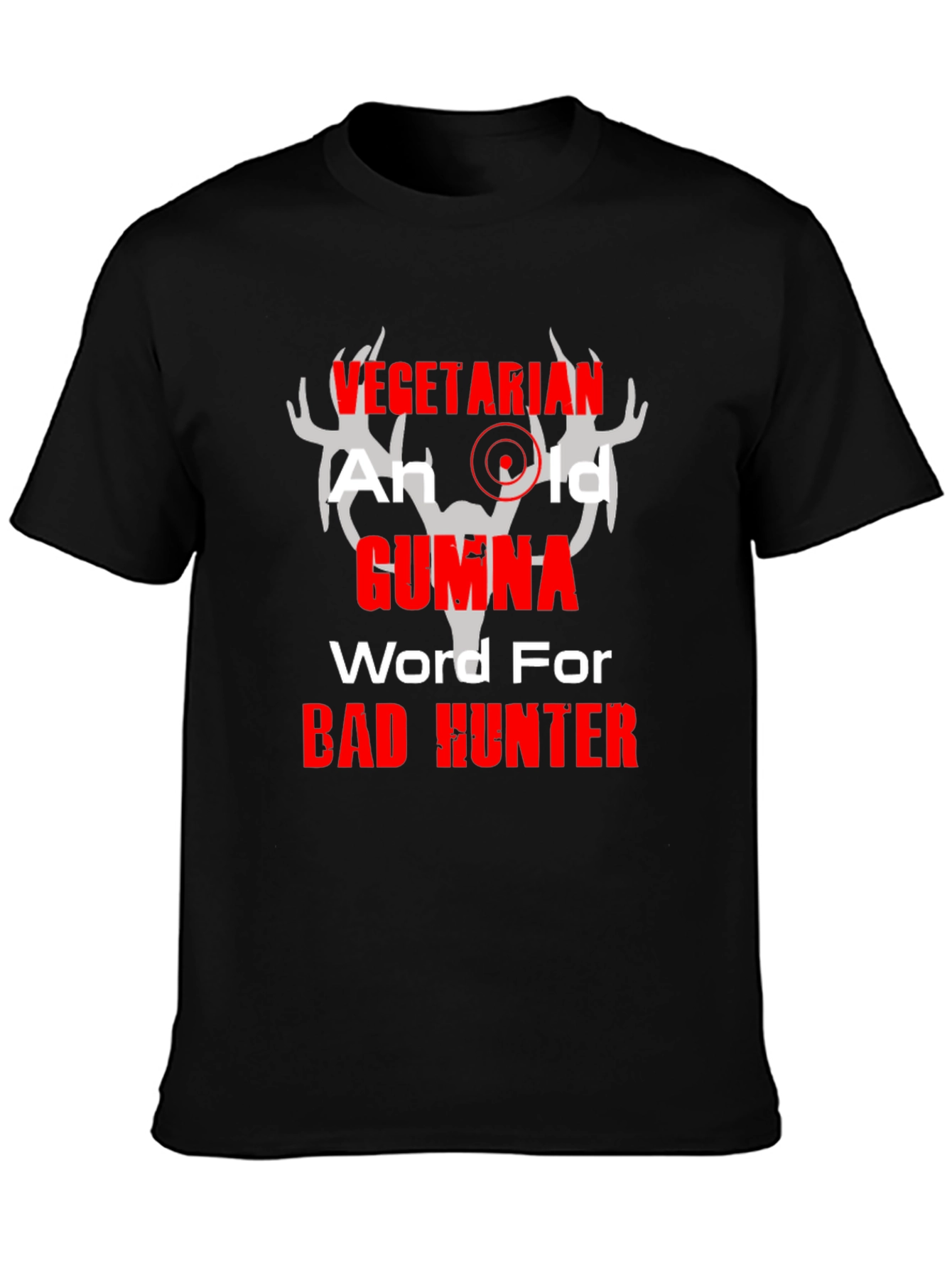 Vegetarian Bad Hunter Graphic T-Shirt Humor Tee