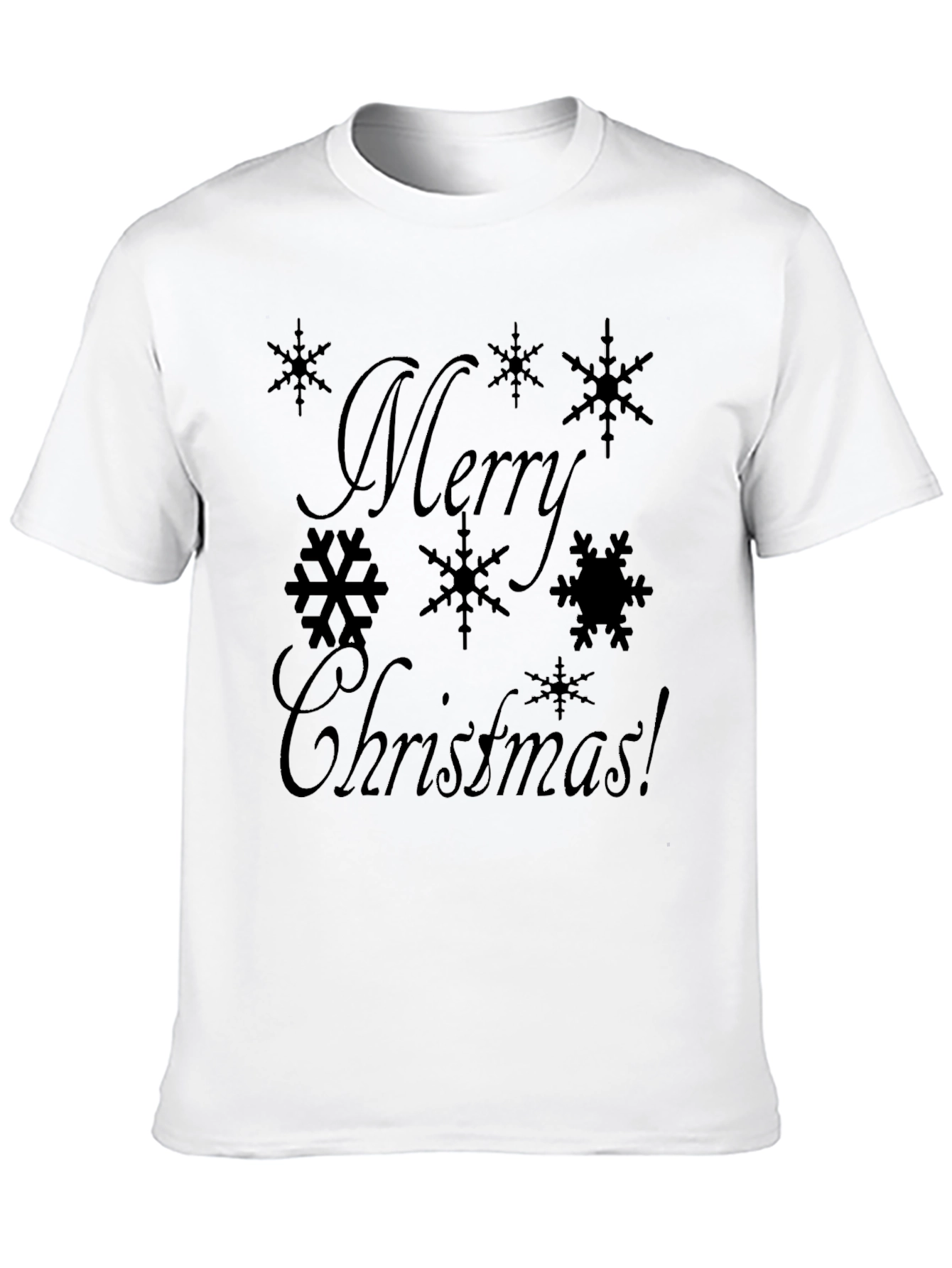 Merry Christmas Snowflake Tee - Black Graphic T-Shirt