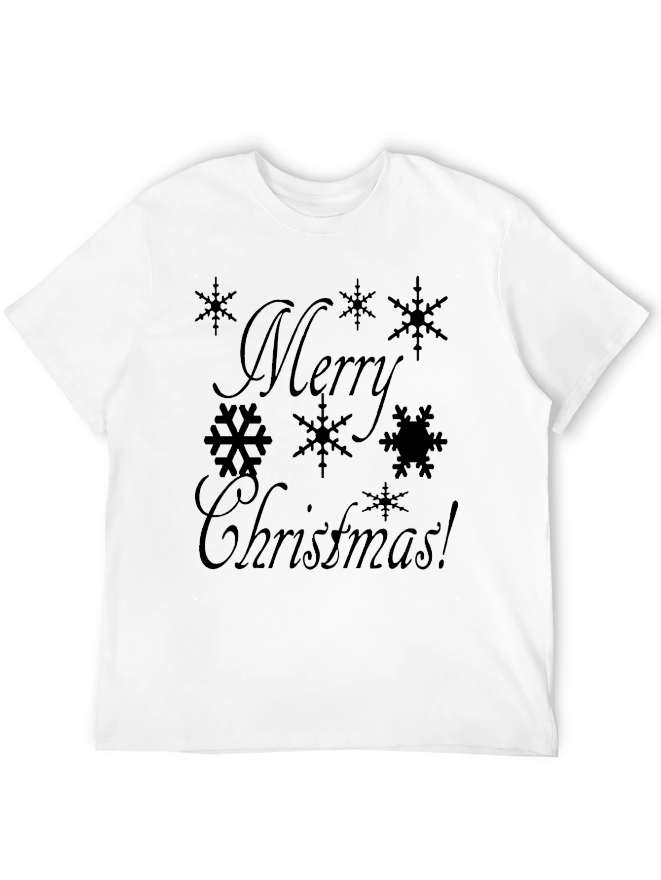 Merry Christmas Snowflake Tee - Black Graphic T-Shirt
