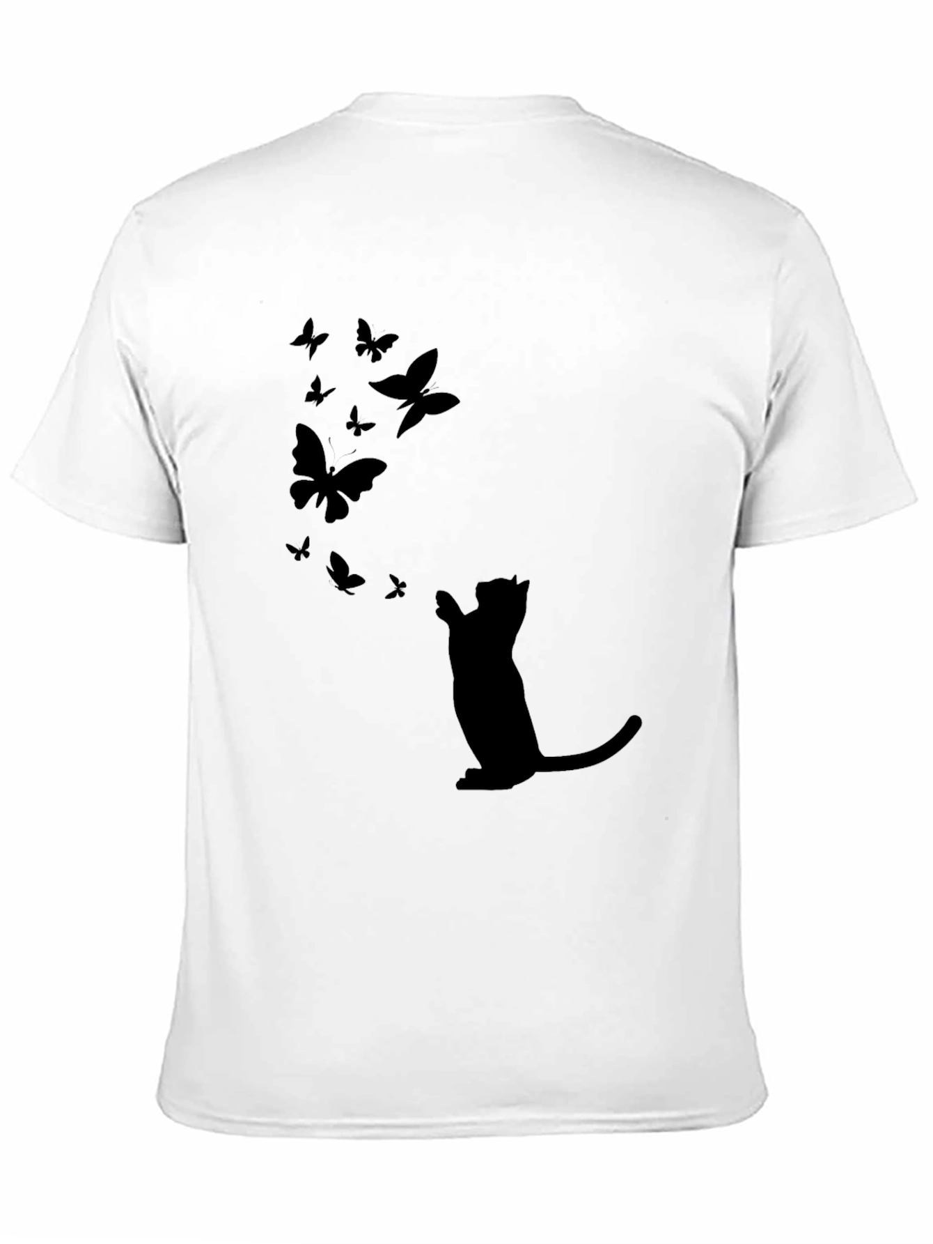 Cat & Butterfly Graphic Black Tee