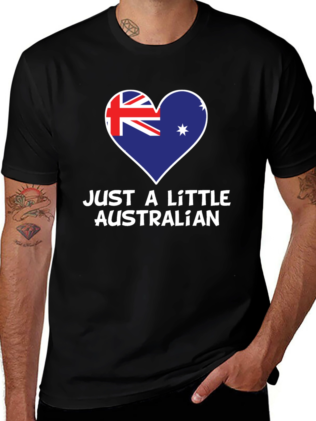 Just A Little Australian T-Shirt - Heart Flag Design