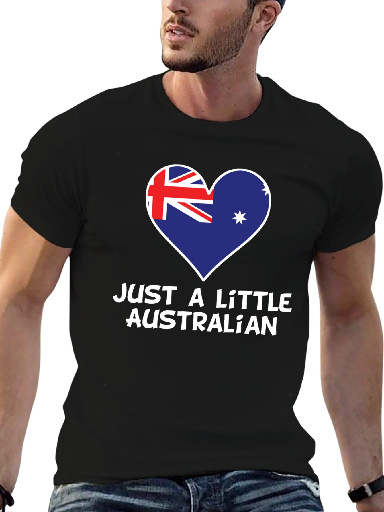 Just A Little Australian T-Shirt - Heart Flag Design