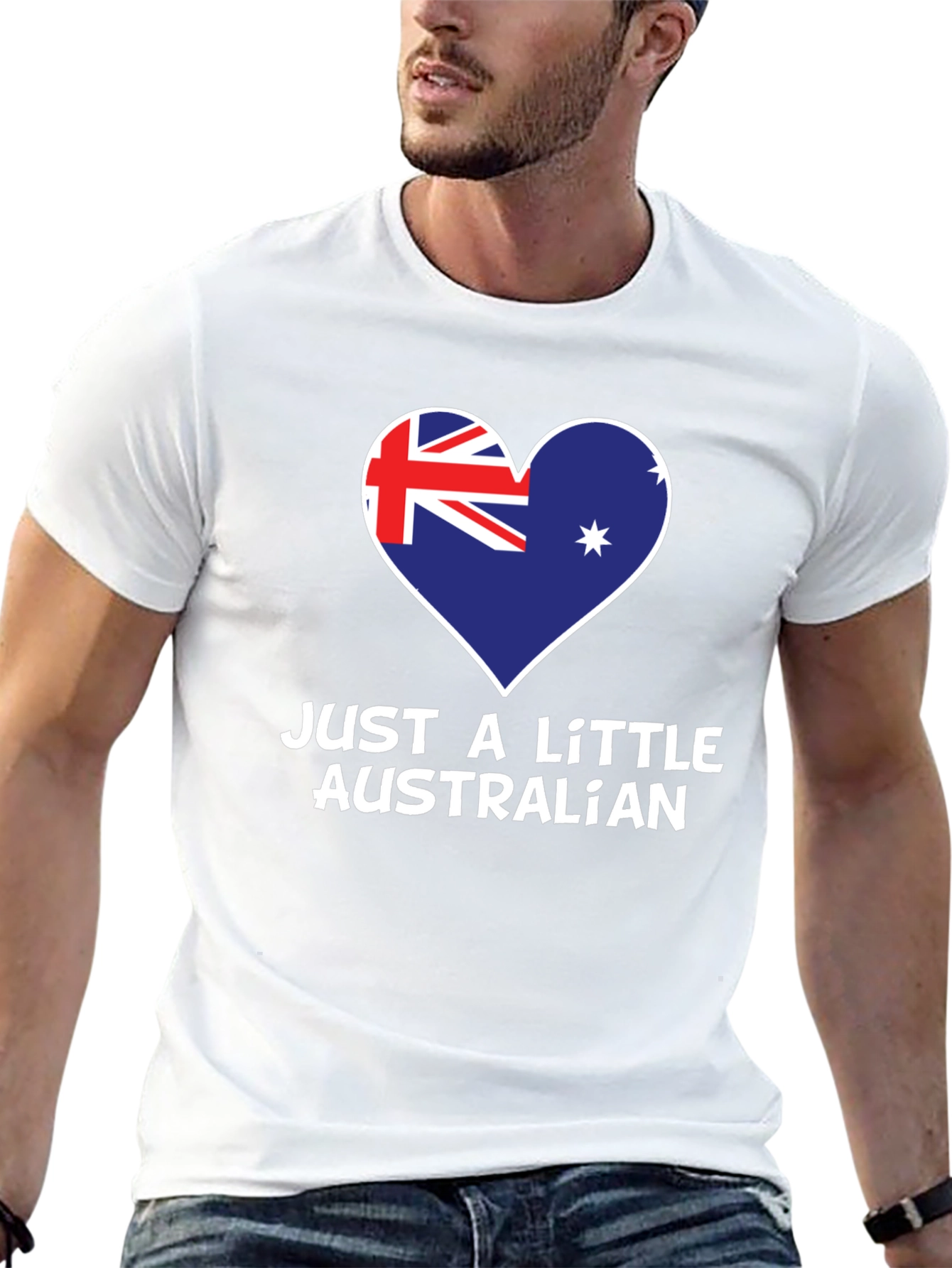 Just A Little Australian T-Shirt - Heart Flag Design