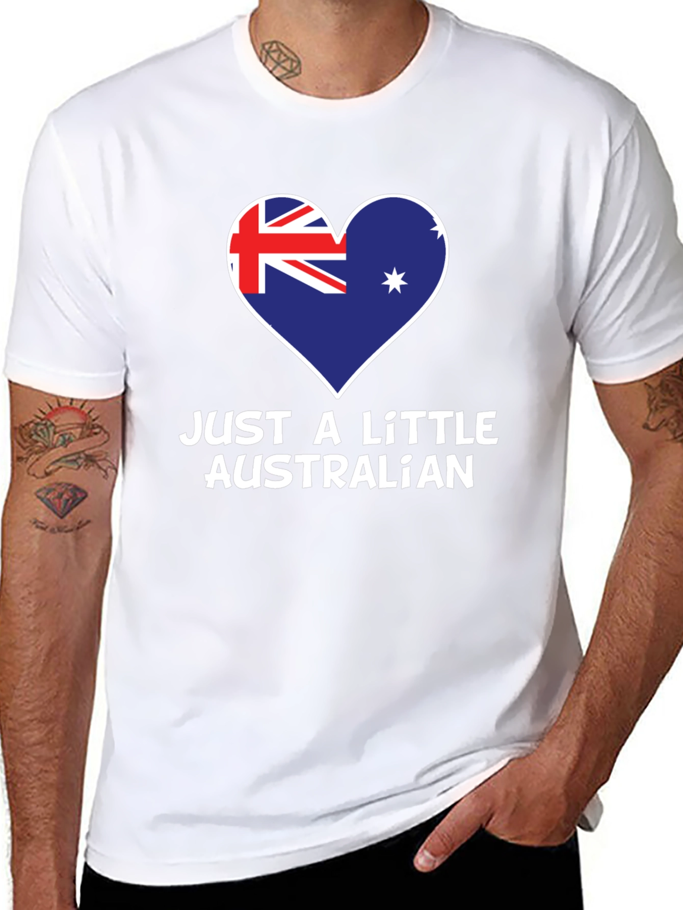Just A Little Australian T-Shirt - Heart Flag Design