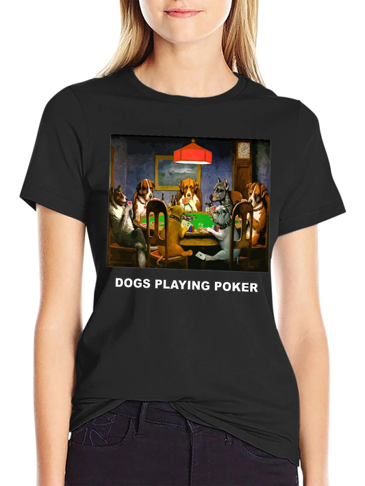 Dogs Playing Poker Graphic Tee - Funny Animal Print