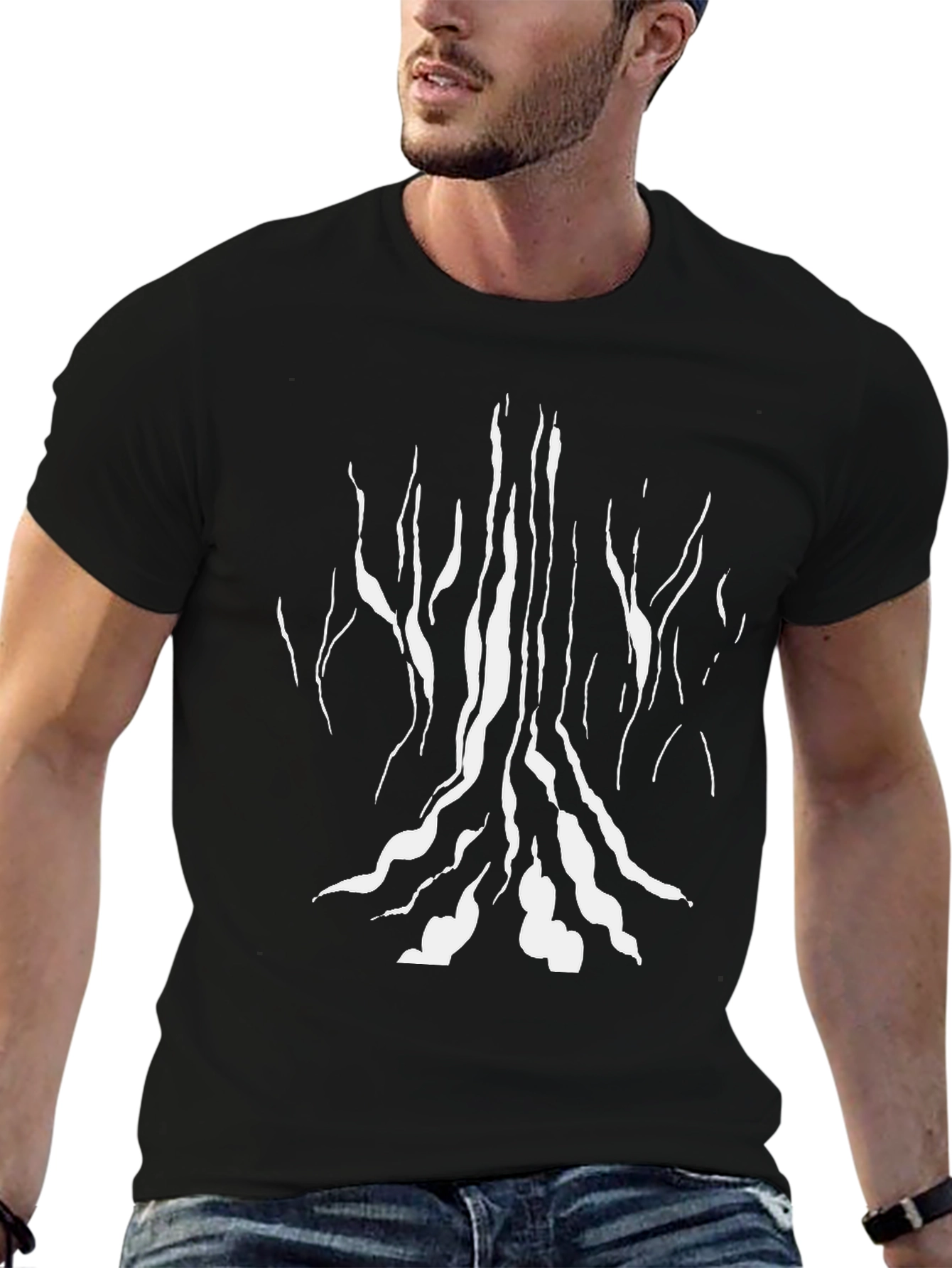 Abstract Tree Design Black T-Shirt