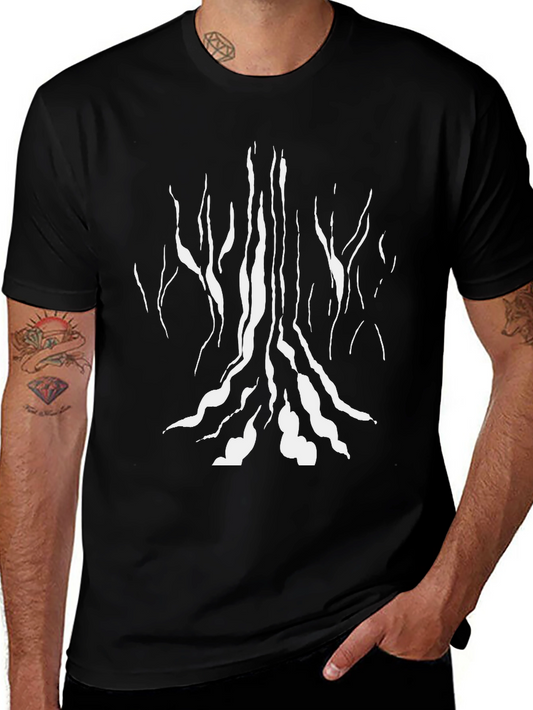 Abstract Tree Design Black T-Shirt