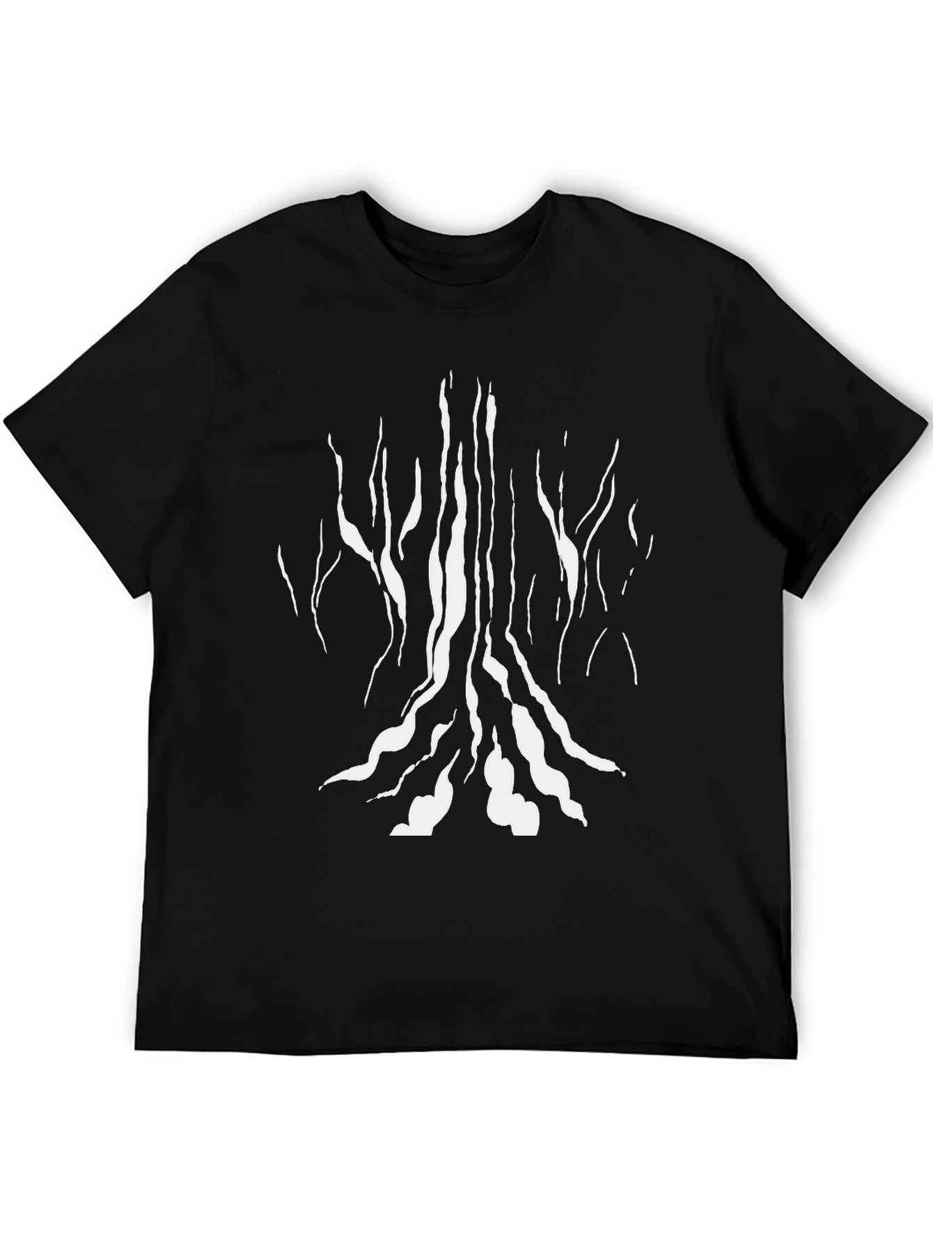 Abstract Tree Design Black T-Shirt