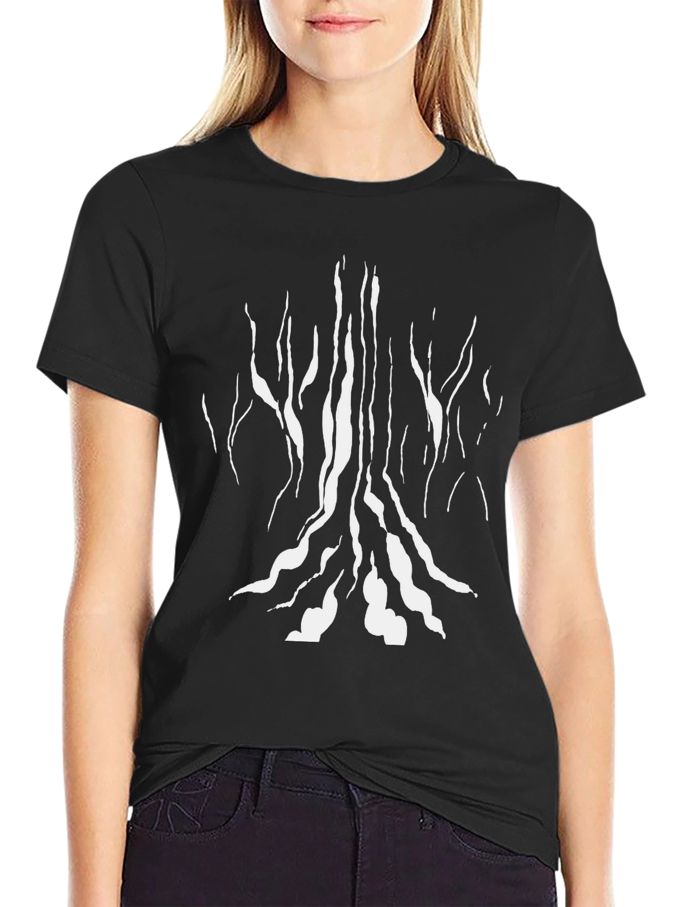 Abstract Tree Design Black T-Shirt
