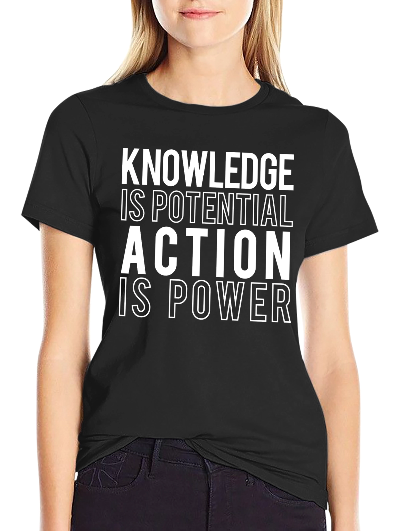 Knowledge is Power Black Graphic T-Shirt
