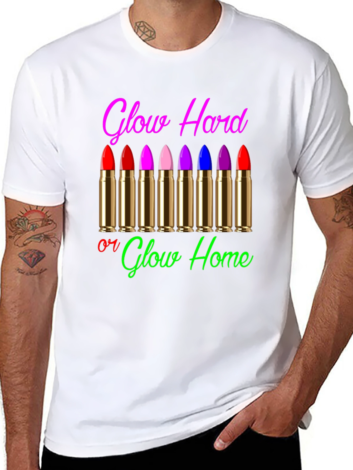 Glow Hard or Glow Home Graphic T-Shirt