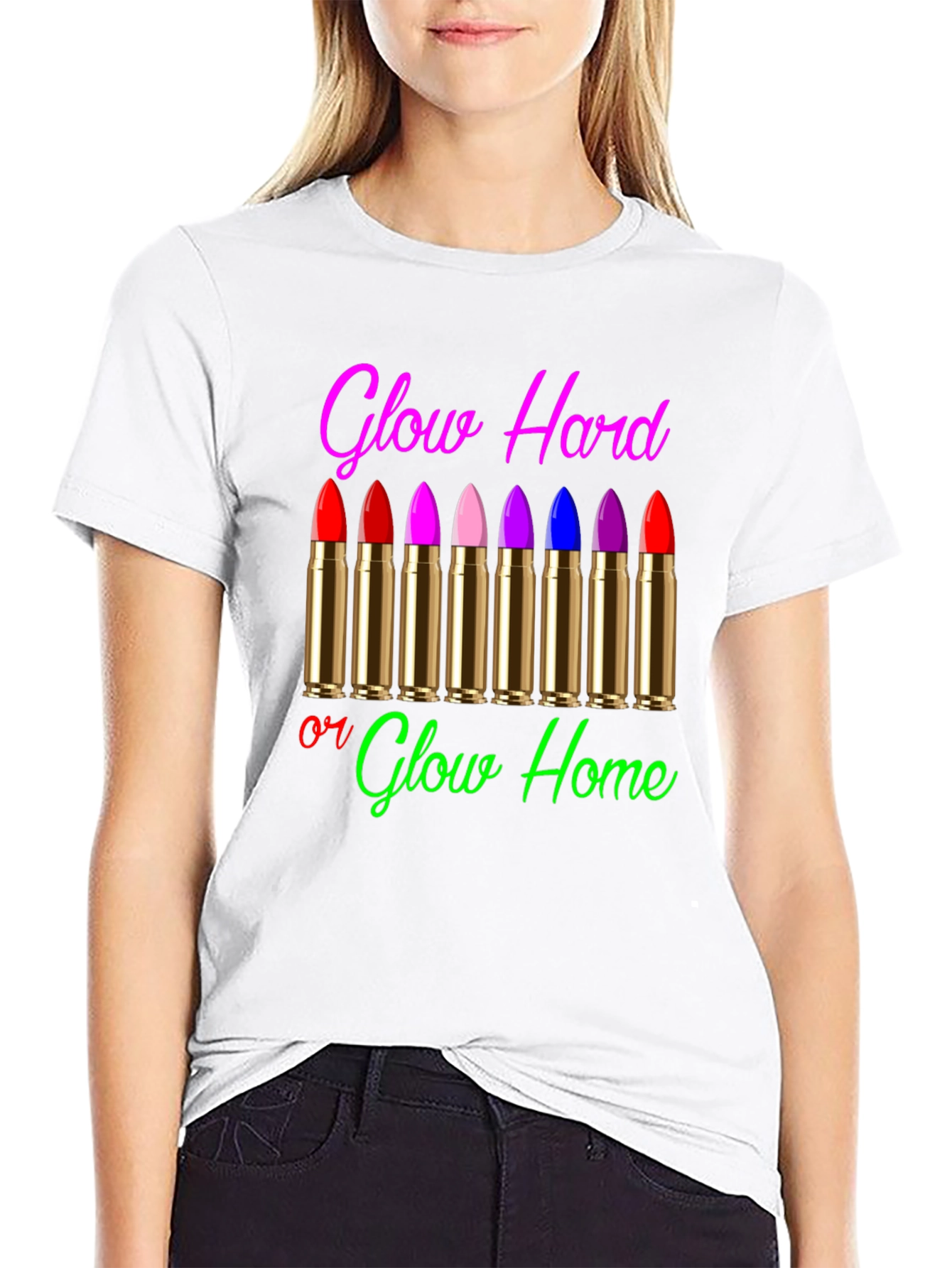 Glow Hard or Glow Home Graphic T-Shirt