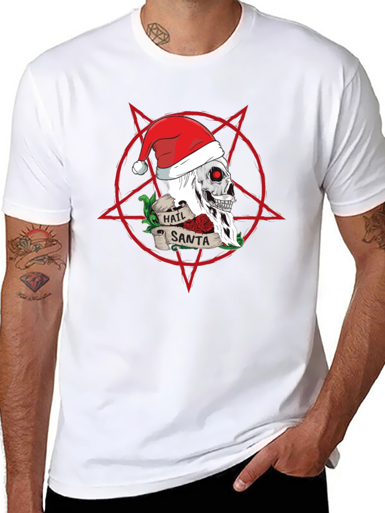 Hail Santa Skull Christmas Graphic T-Shirt