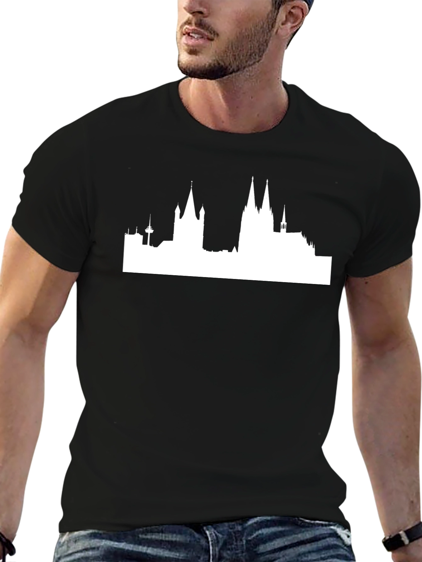 Cityscape Graphic Tee - Black Crewneck T-Shirt