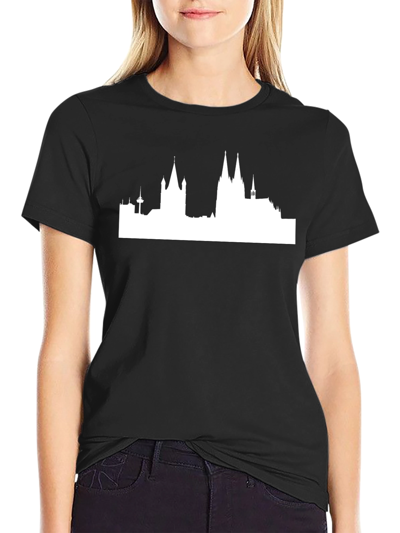 Cityscape Graphic Tee - Black Crewneck T-Shirt