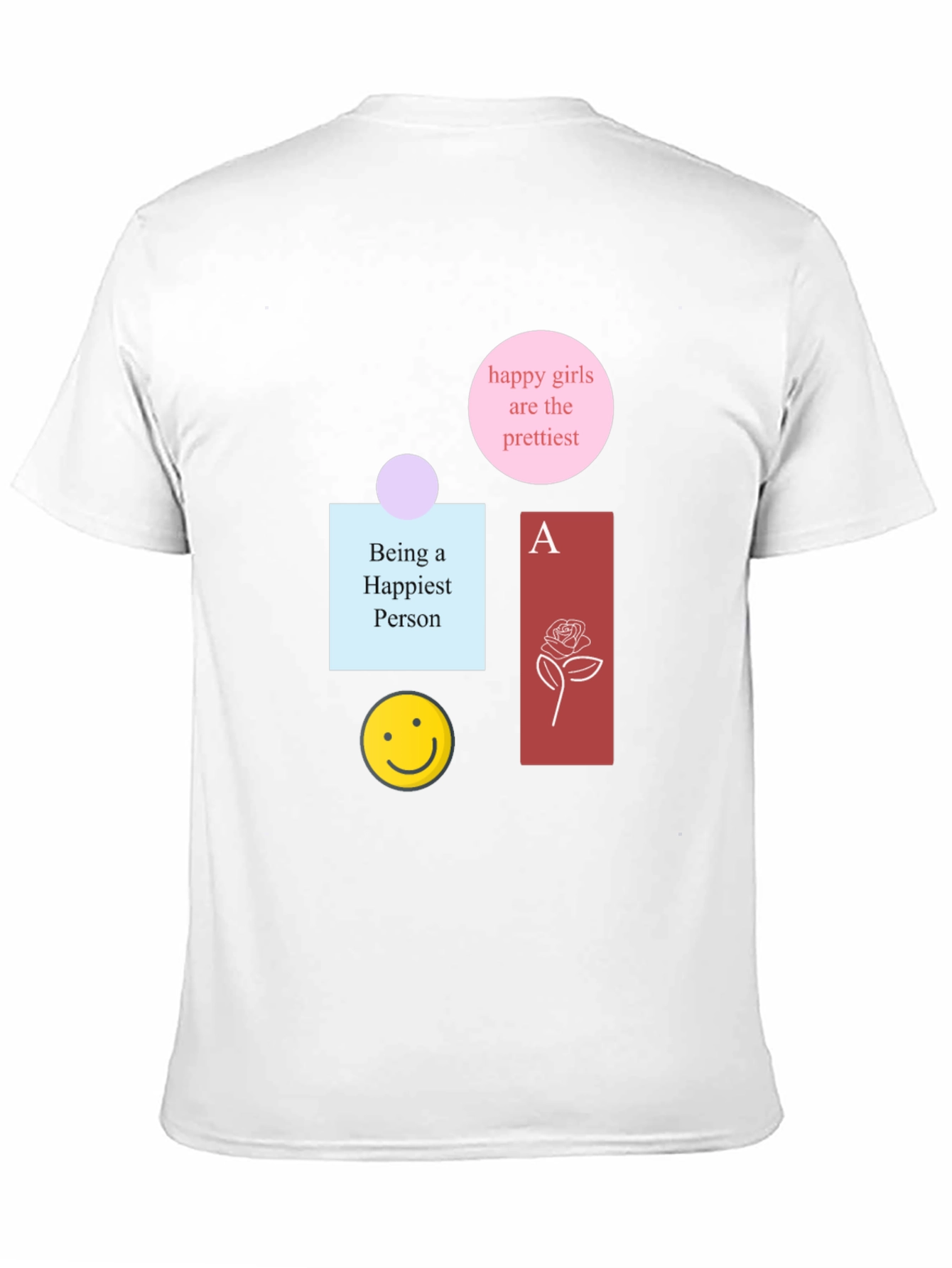 Graphic Print Cotton Tee - Happy Theme