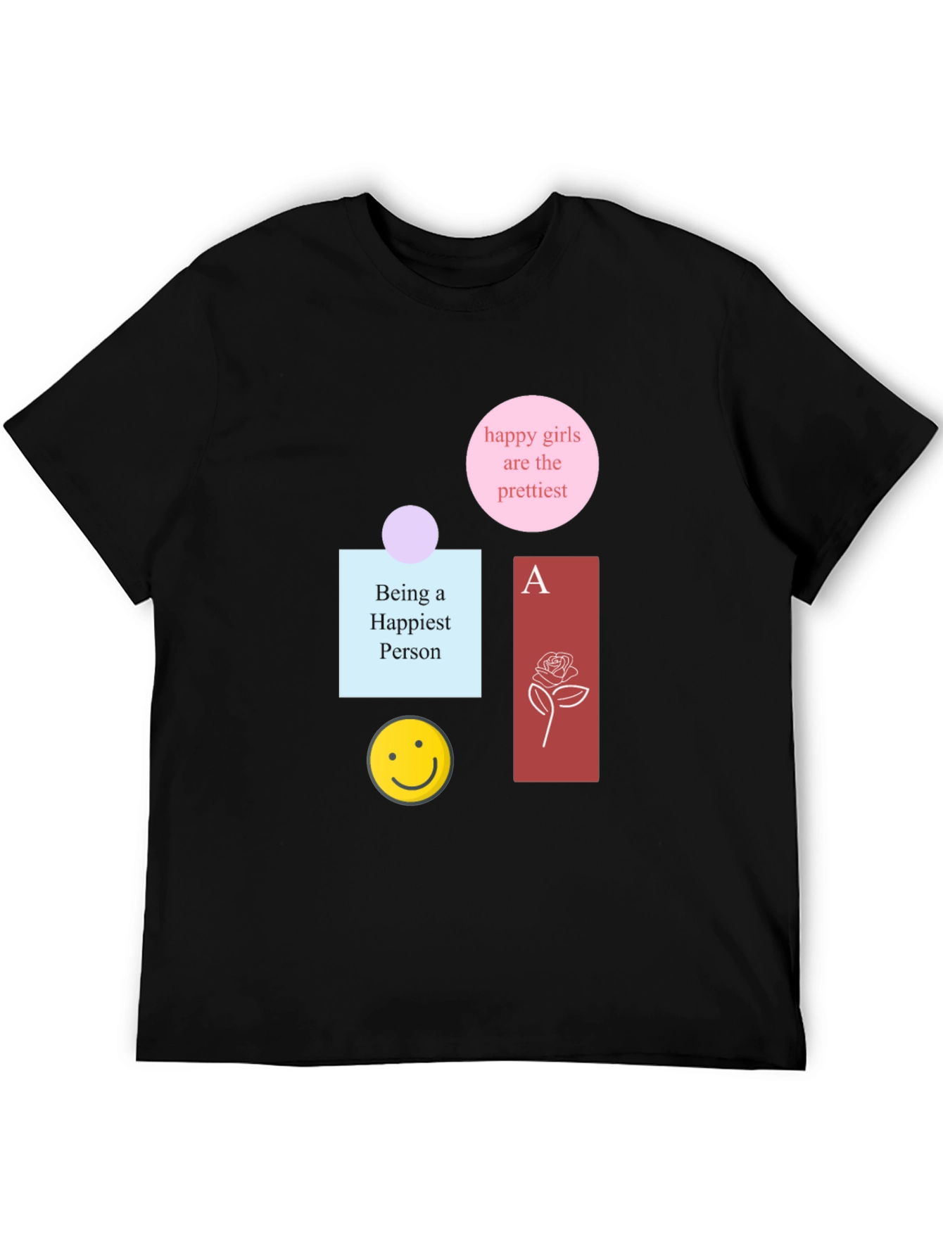 Graphic Print Cotton Tee - Happy Theme