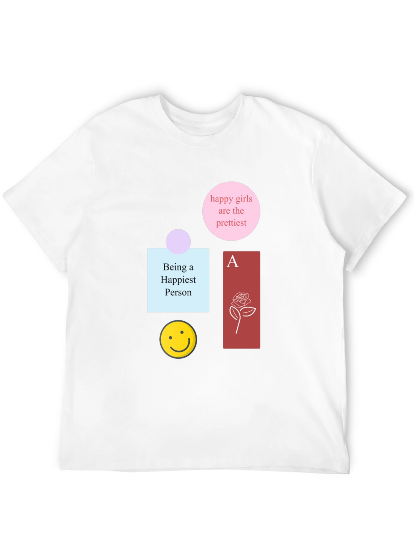 Graphic Print Cotton Tee - Happy Theme