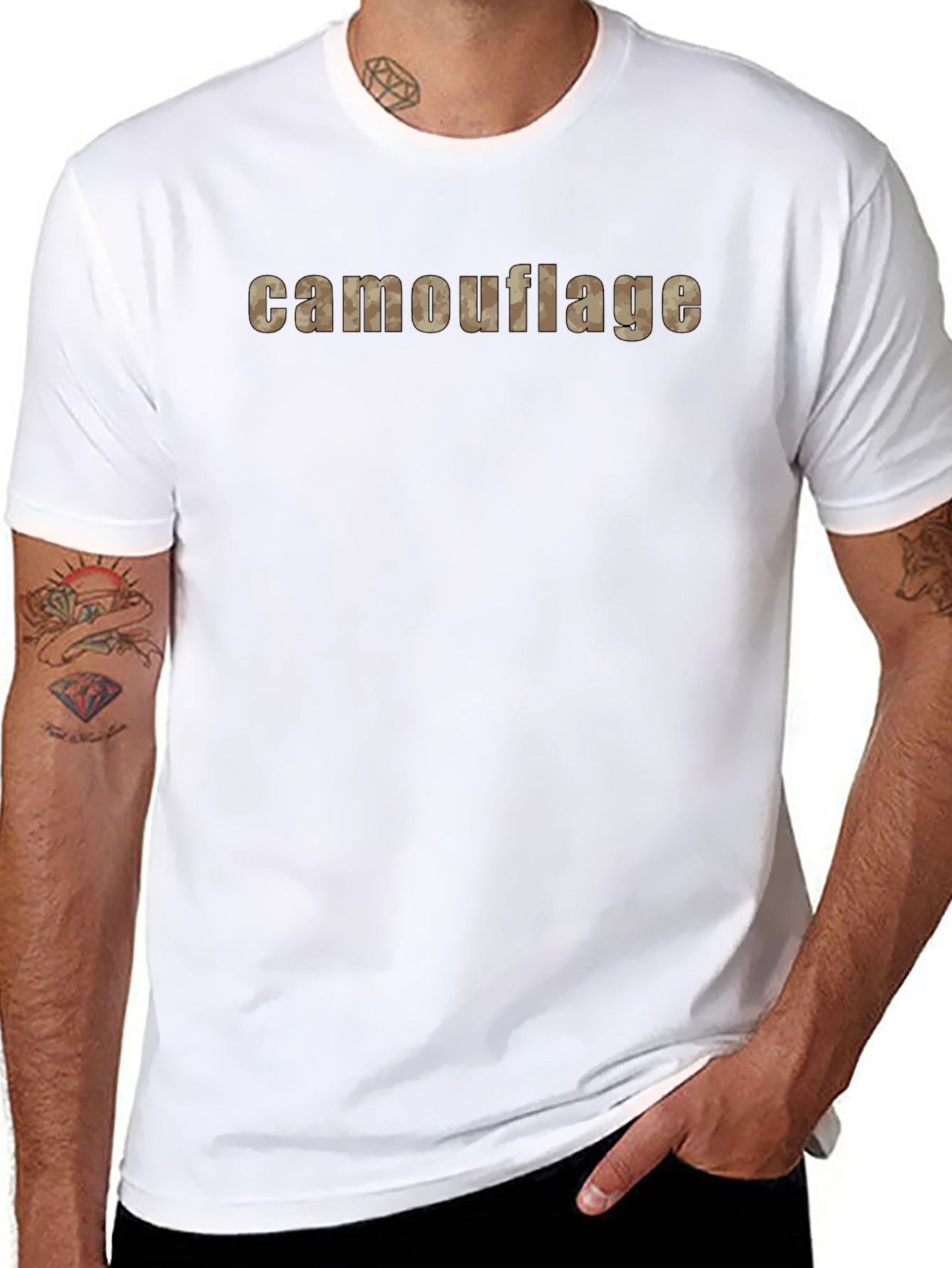 Camouflage Print Mens Black T-Shirt