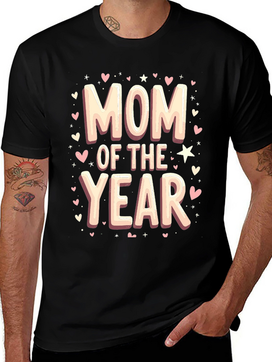 Mom of the Year Graphic Tee - Black Cotton T-Shirt