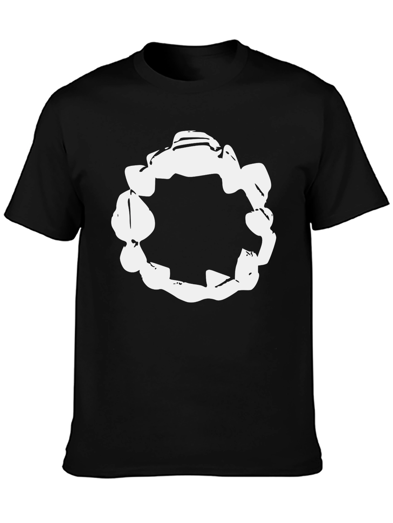 Abstract White Circle Graphic Black T-Shirt