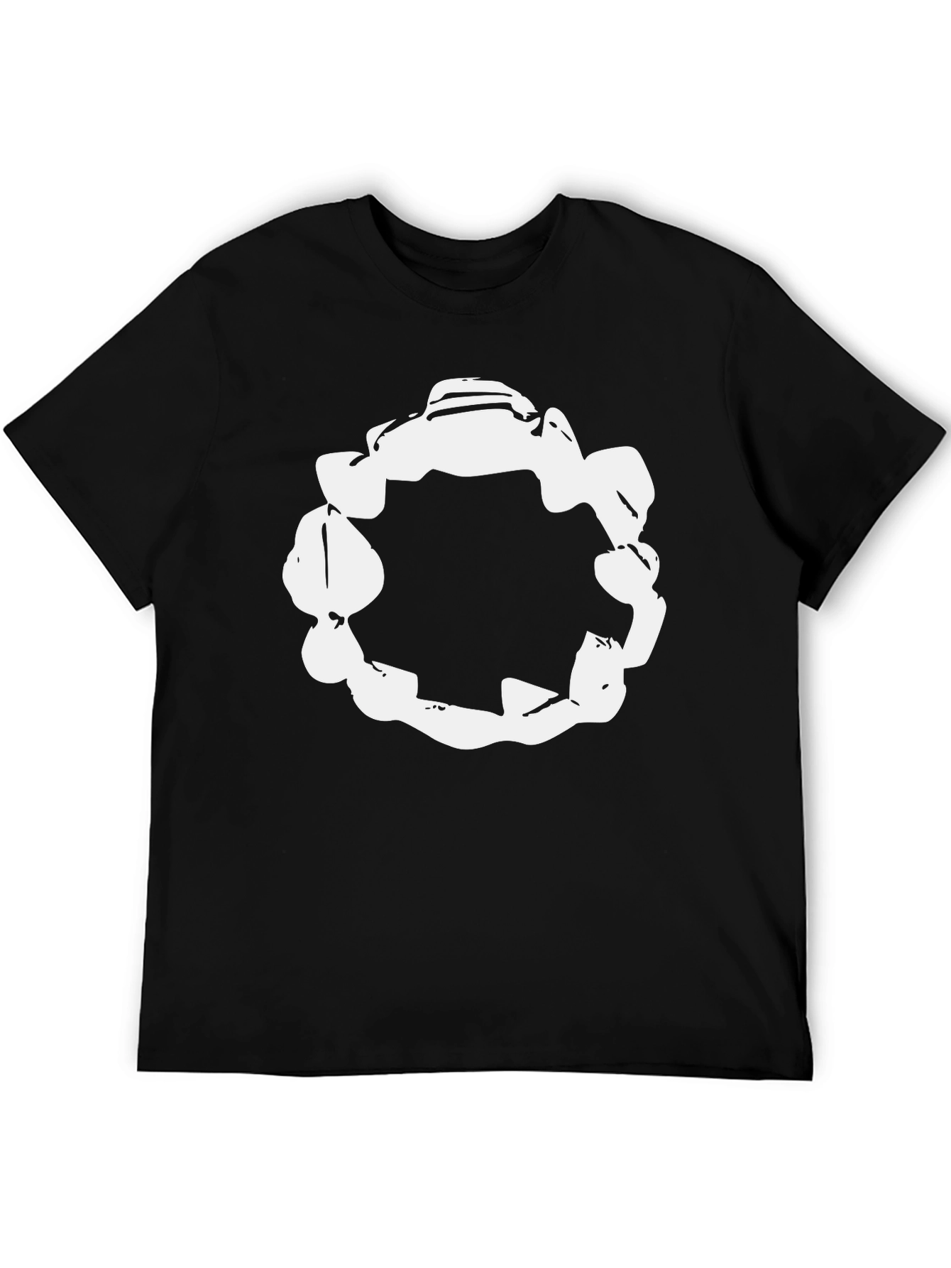 Abstract White Circle Graphic Black T-Shirt