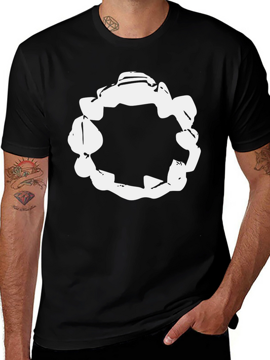 Abstract White Circle Graphic Black T-Shirt