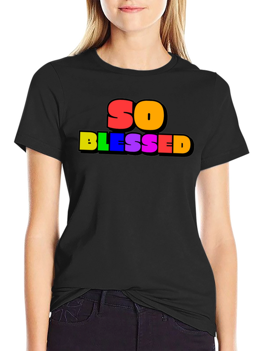 So Blessed Graphic Tee - Rainbow Colors Black Shirt