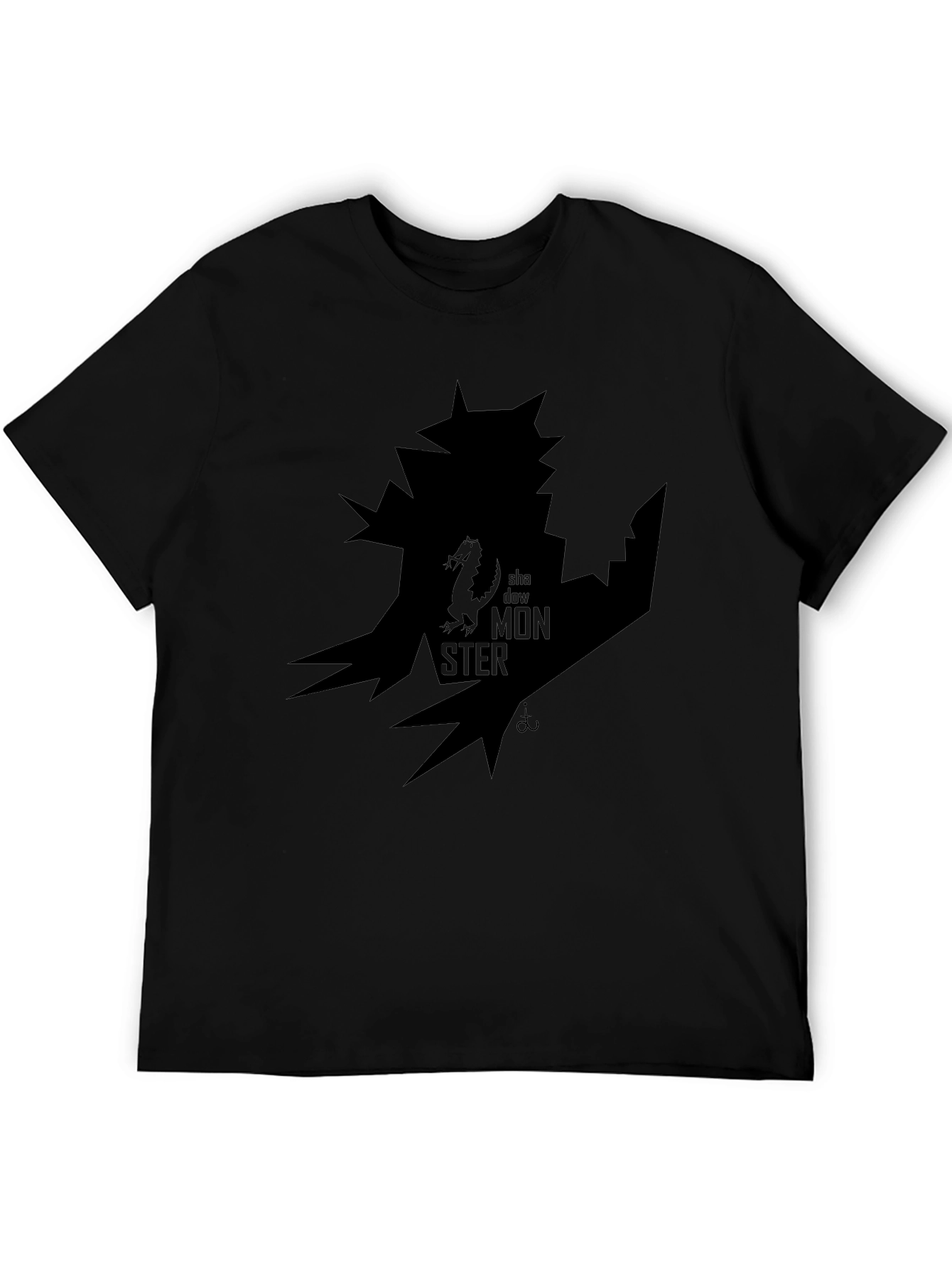 Shadow Monster Graphic Print Black T-Shirt