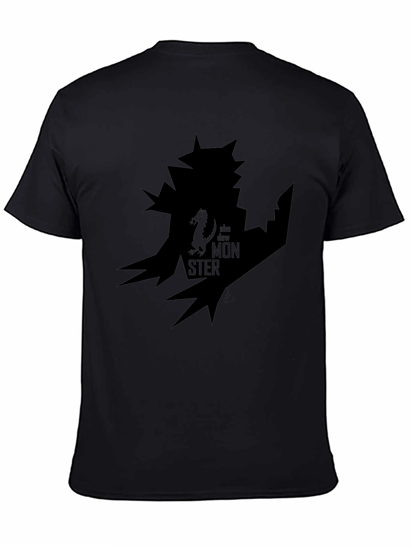 Shadow Monster Graphic Print Black T-Shirt