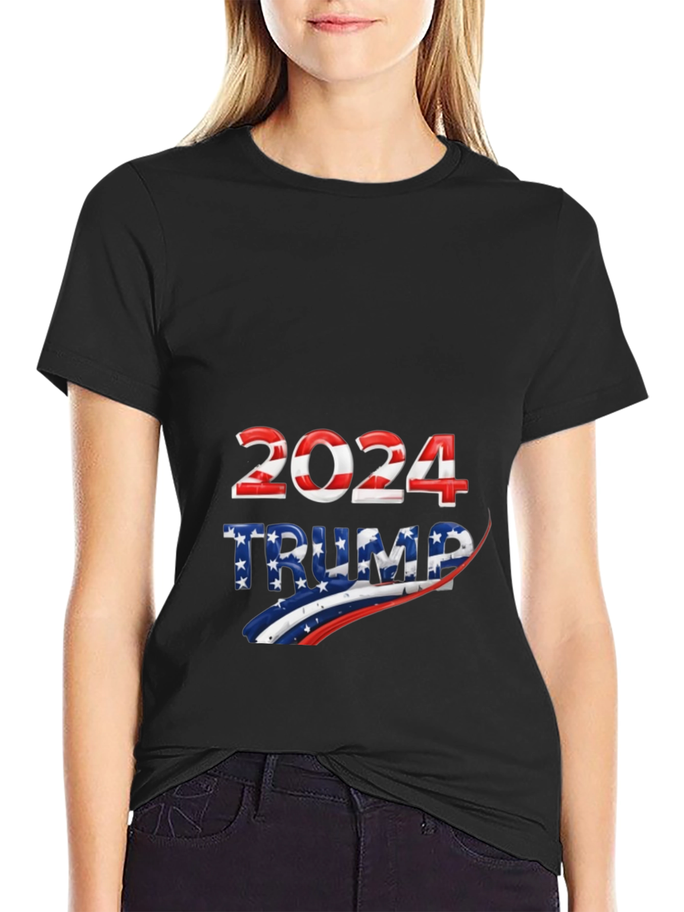 Trump 2024 Patriotic Graphic Tee - Black