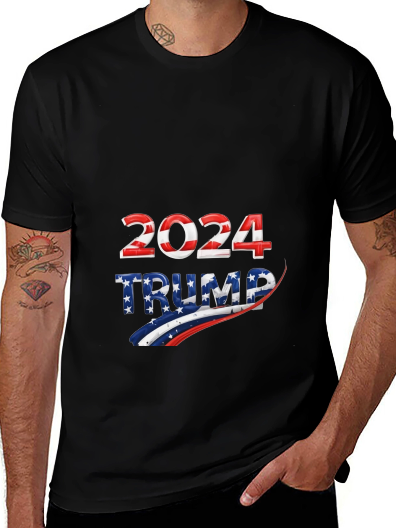 Trump 2024 Patriotic Graphic Tee - Black