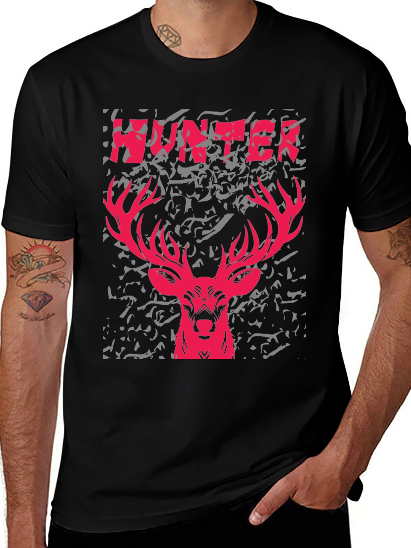 Hunter Deer Graphic Tee - Mens Black T-Shirt