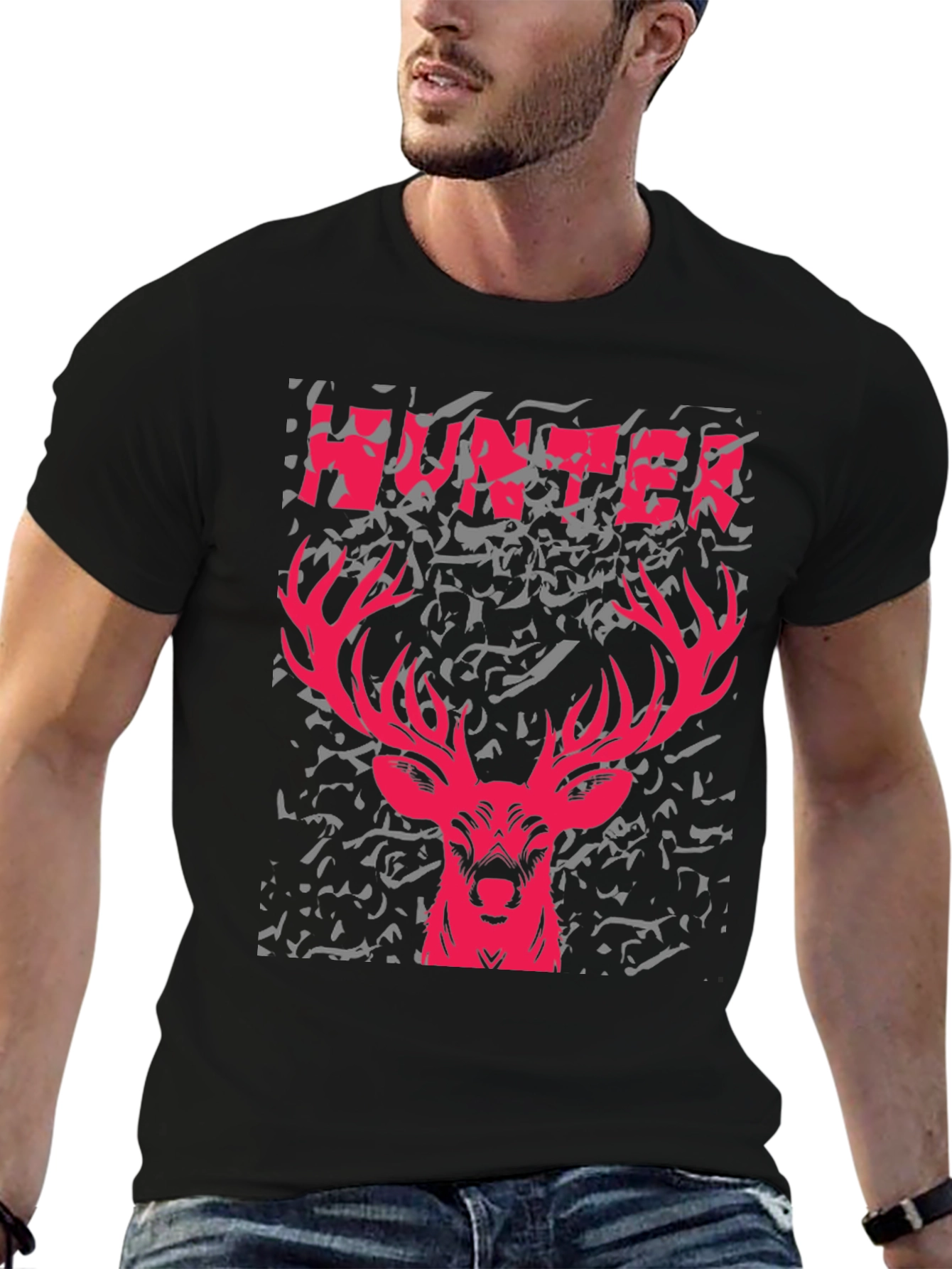 Hunter Deer Graphic Tee - Mens Black T-Shirt