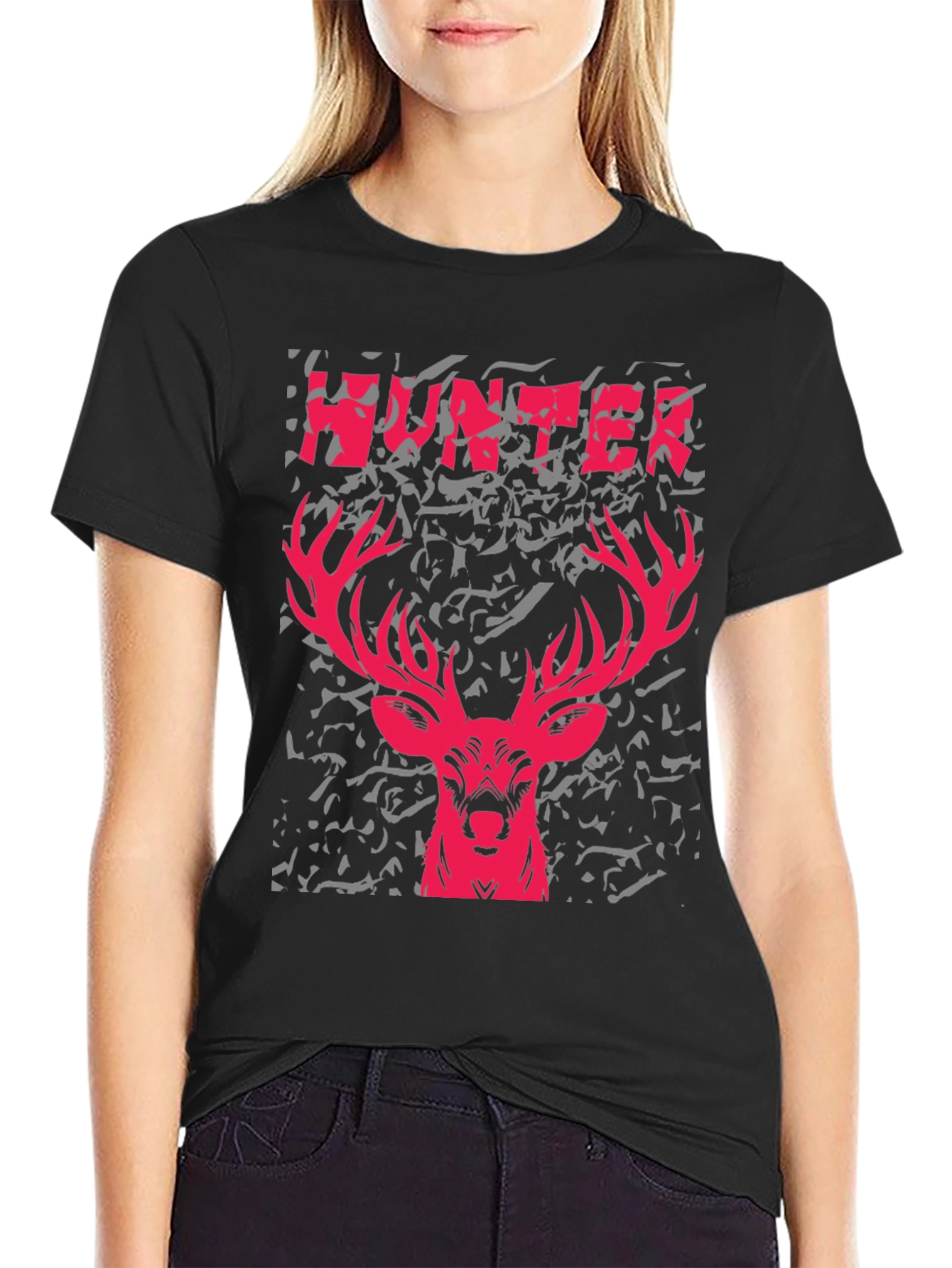 Hunter Deer Graphic Tee - Mens Black T-Shirt