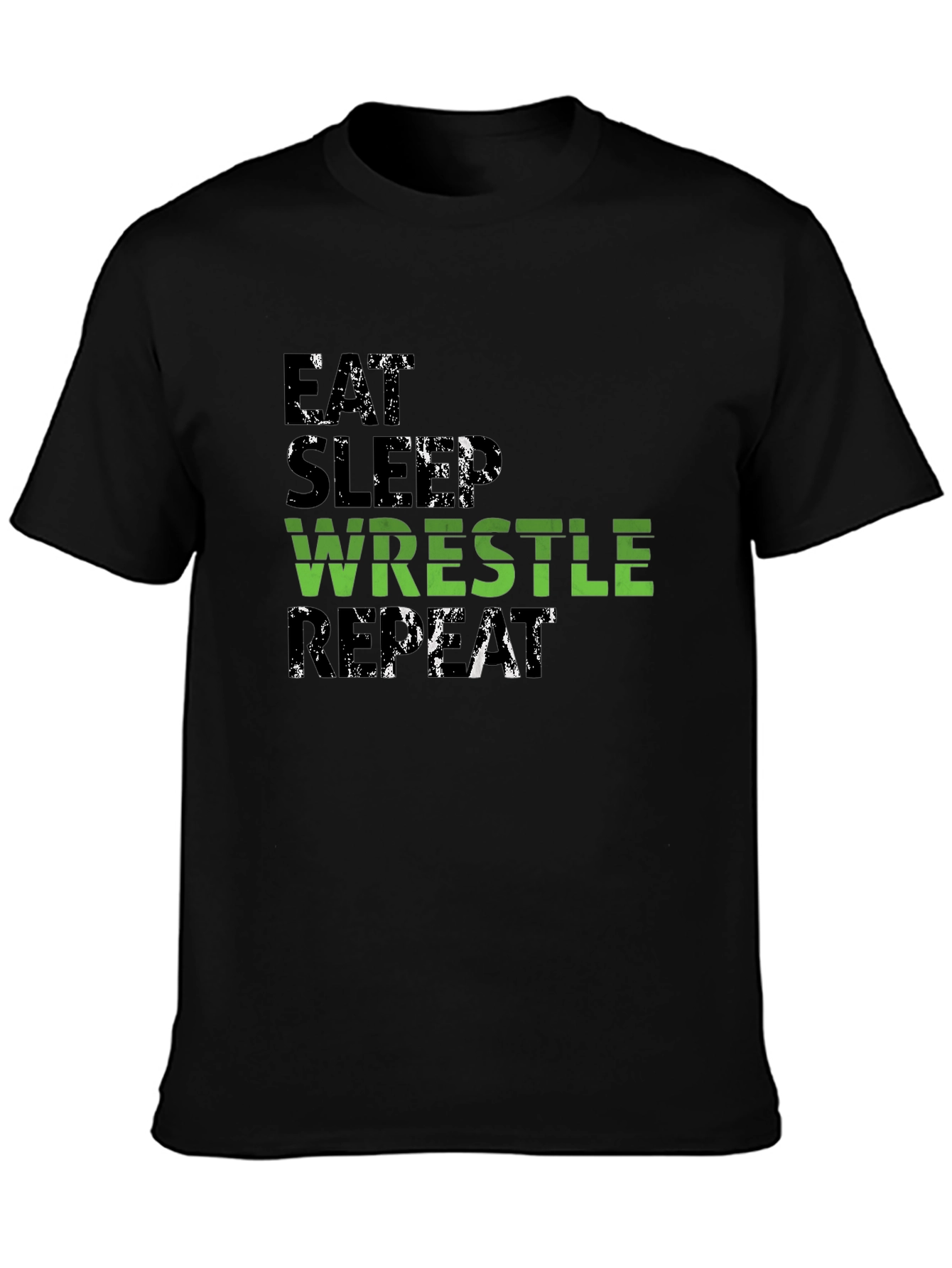 Eat Sleep Wrestle Repeat Black T-Shirt