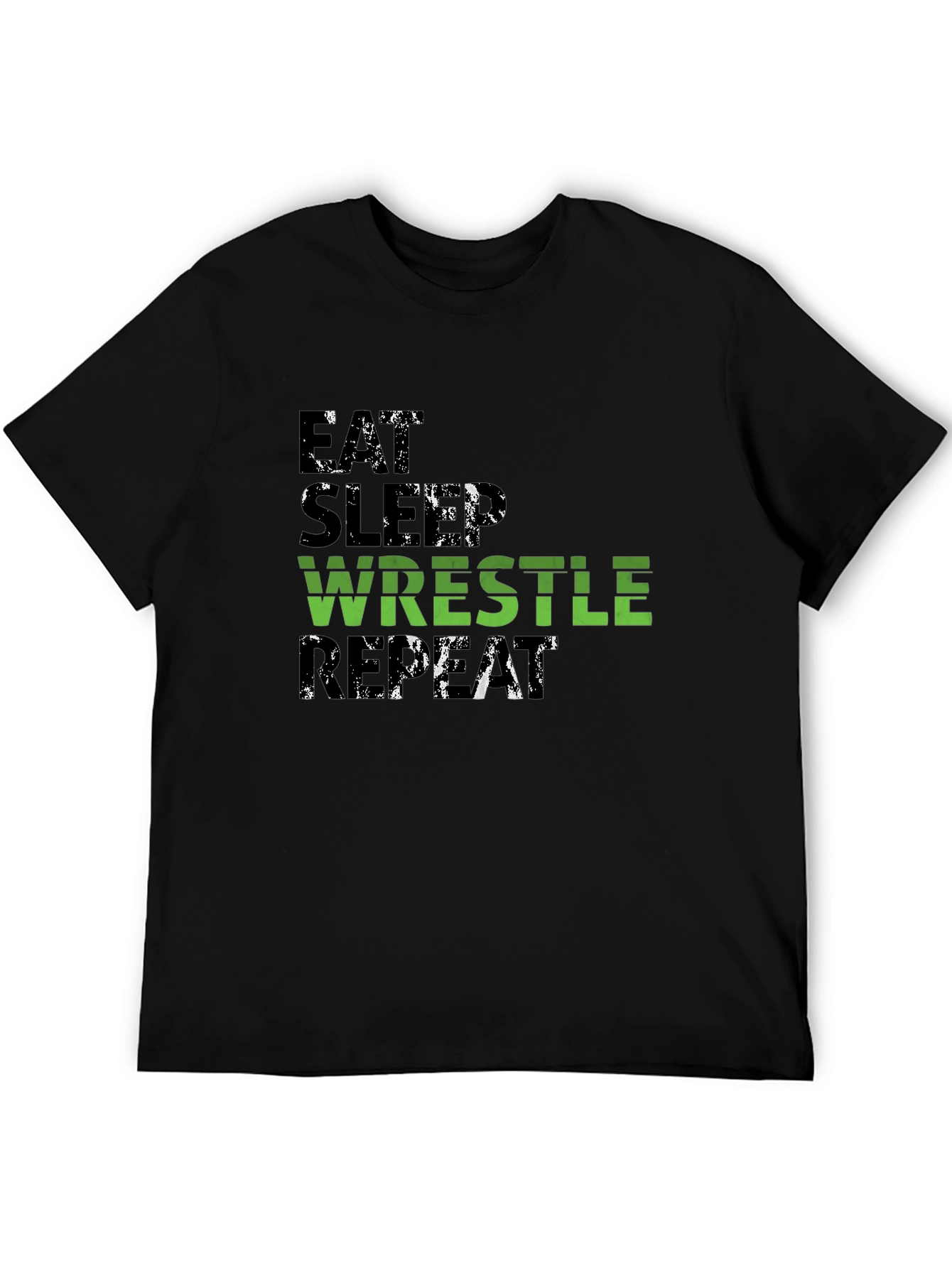 Eat Sleep Wrestle Repeat Black T-Shirt