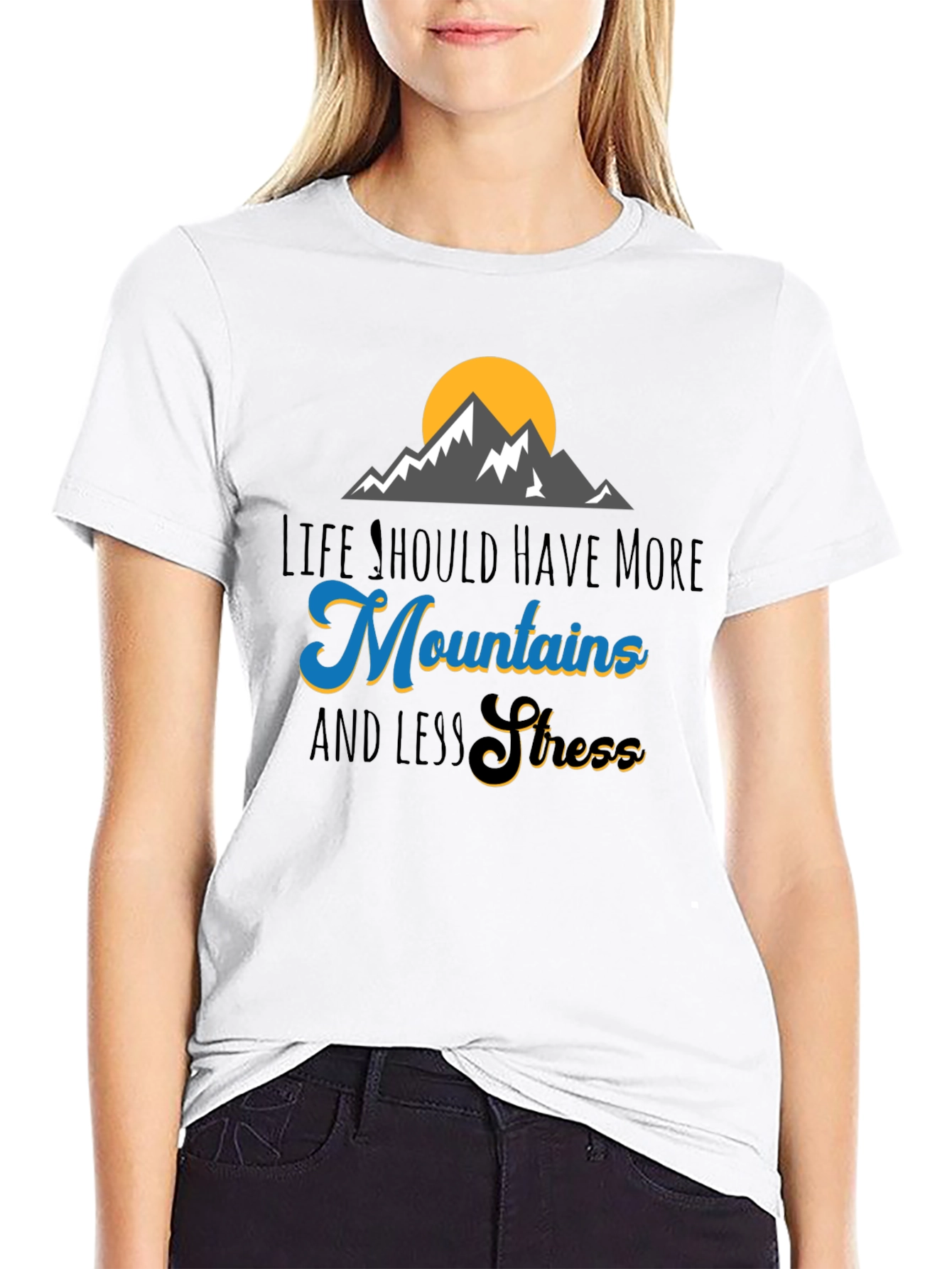 Mountains and Less Stress Graphic T-Shirt