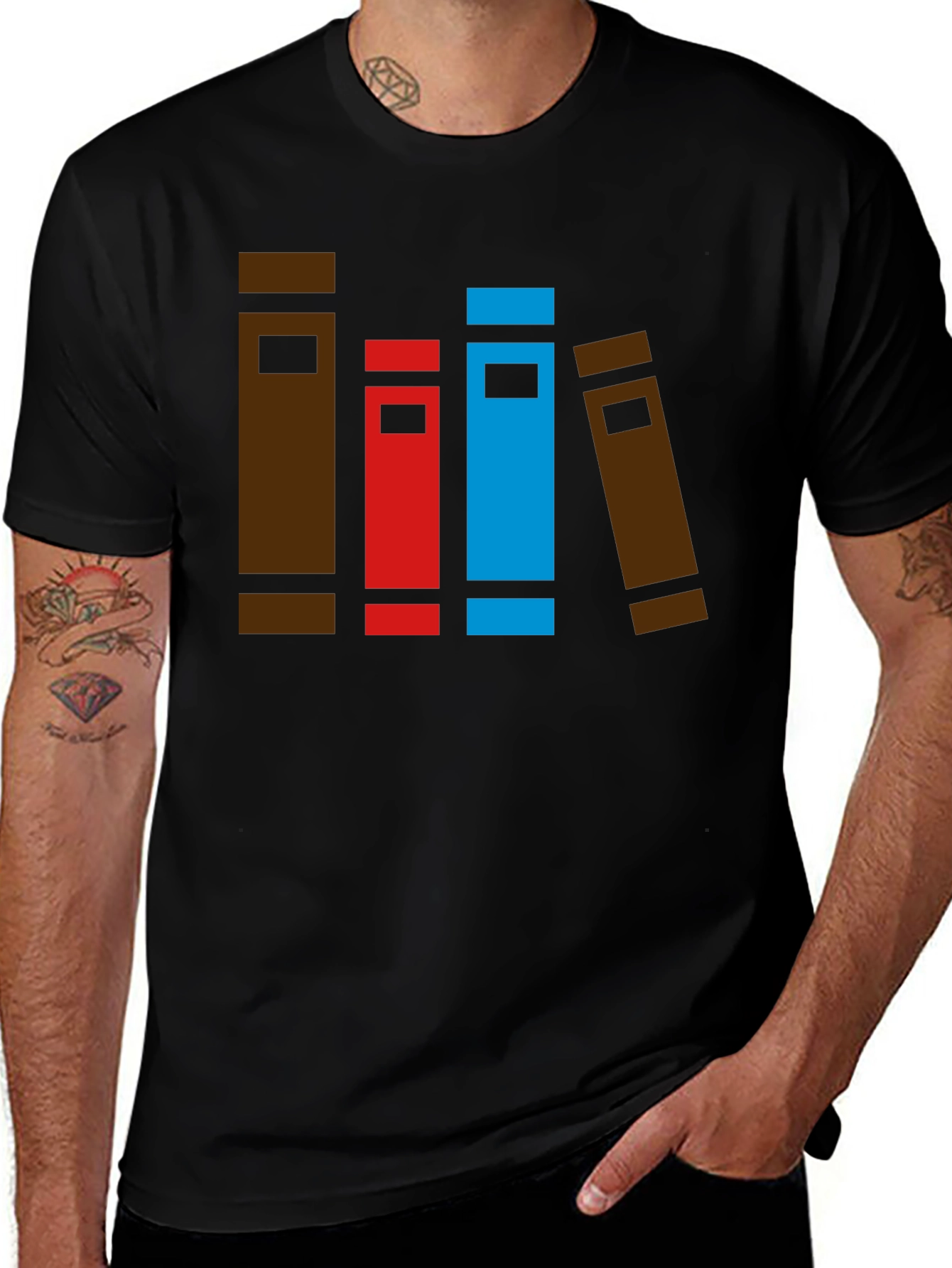 Book Stack Graphic Tee - Novelty T-Shirt